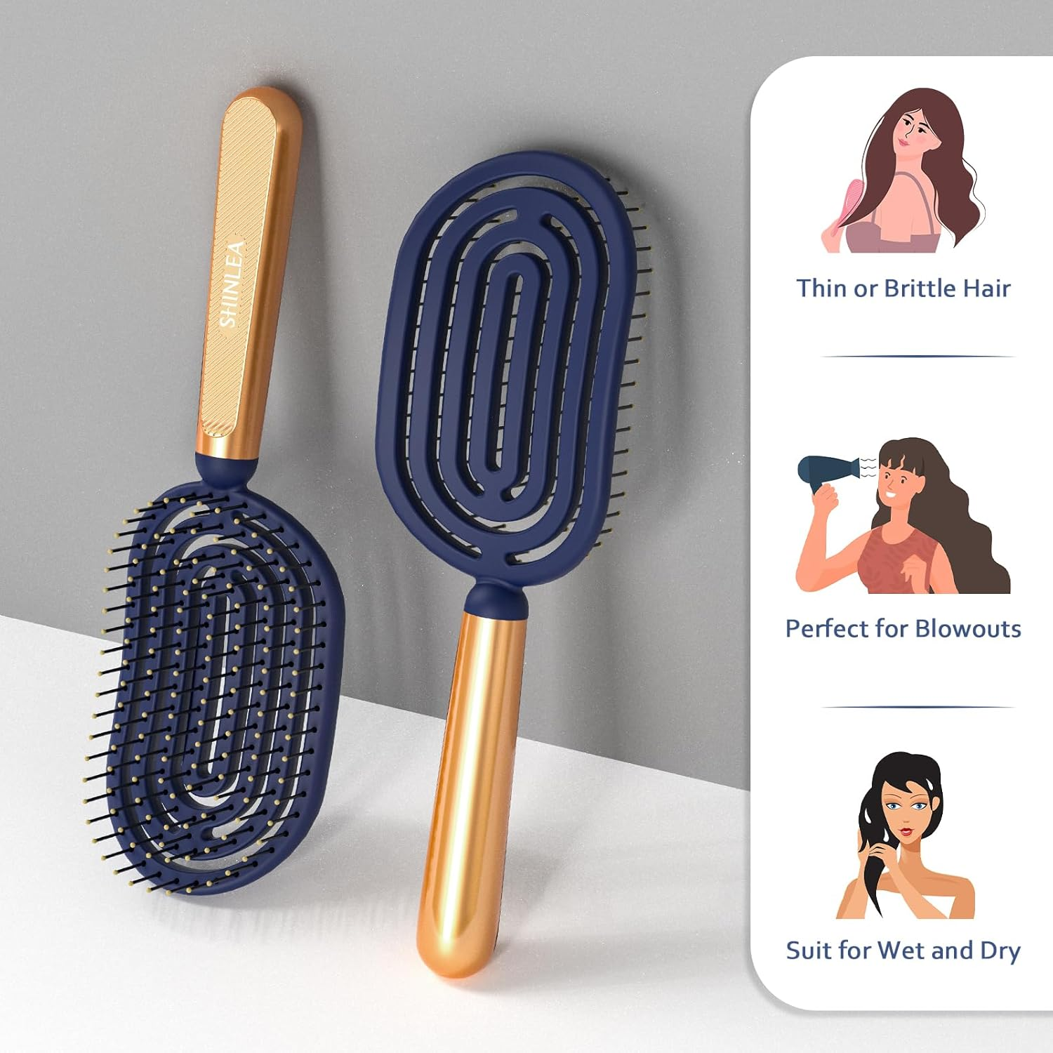 SHINLEA Spiral Hair Brush, Quick Drying Hair Brush without Pulling with Ventilation Opening for Wet and Dry Hair, Massage Hair Brush with Flexible, Soft Bristles for Women, Men, Children image number 5