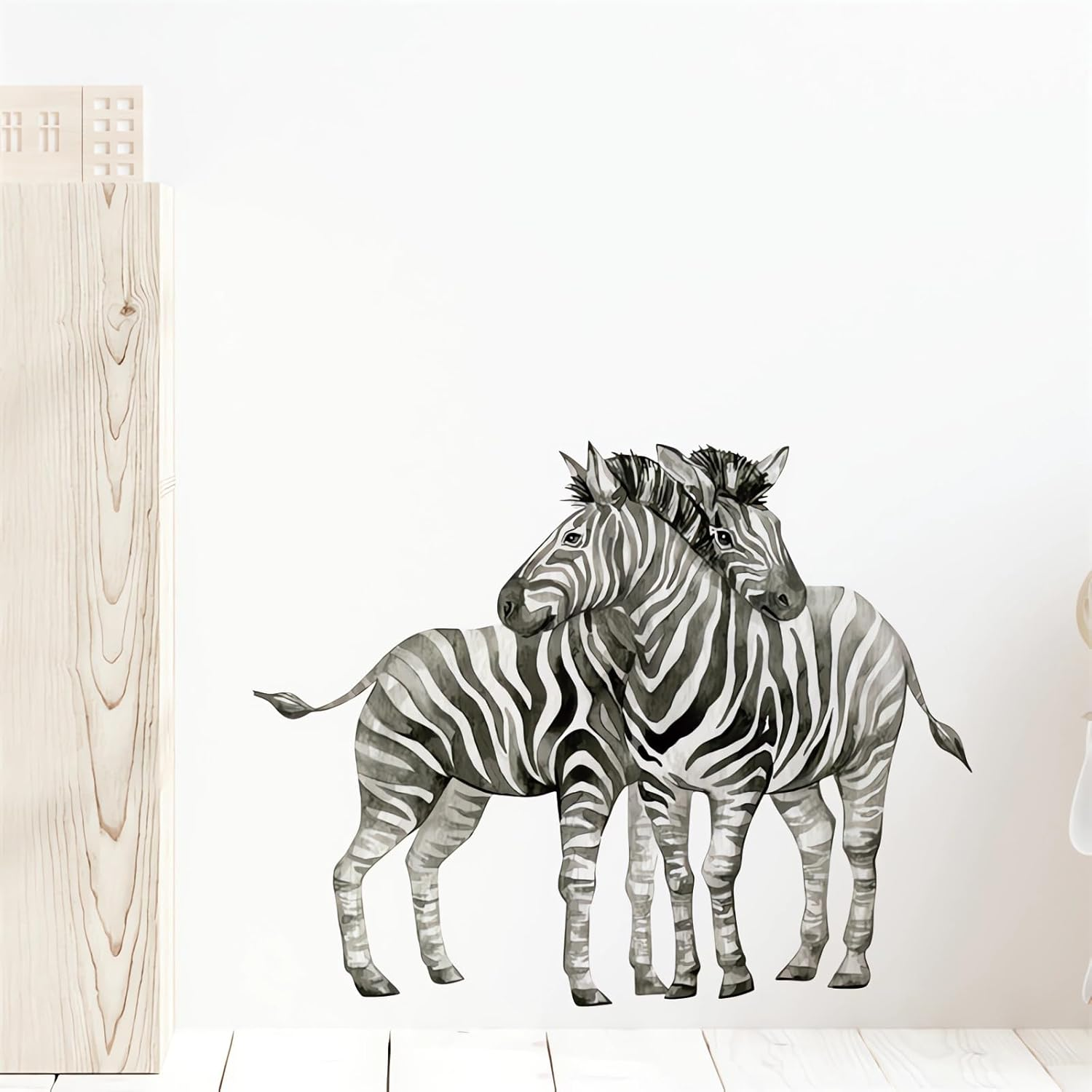 Watercolor Zebras Wall Stickers, Sacinora Jungle Animal Wall Decals Removable Vinyl Peel and Stick for Nursery Living Room Bedroom Children'S Room Playroom Sofa TV Background Art Decorations image number 6
