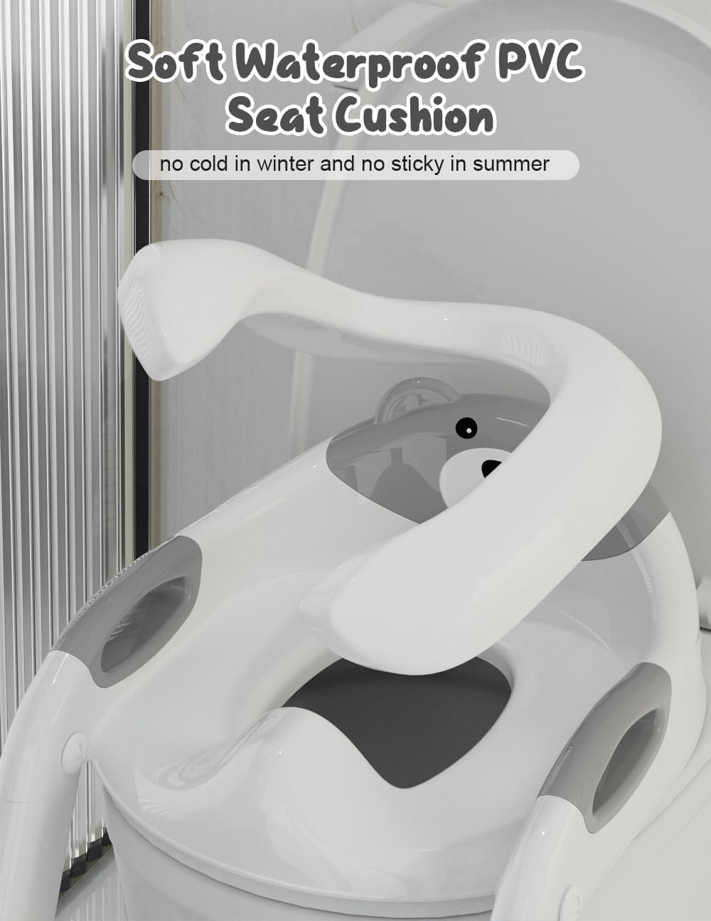 Toddler Potty Training Seat 2-In-1: Removable Potty Seat with Non-Slip Step Stool, Safety Handles & Splash Guard - Waterproof Cushion (Girls & Boys) image number 1