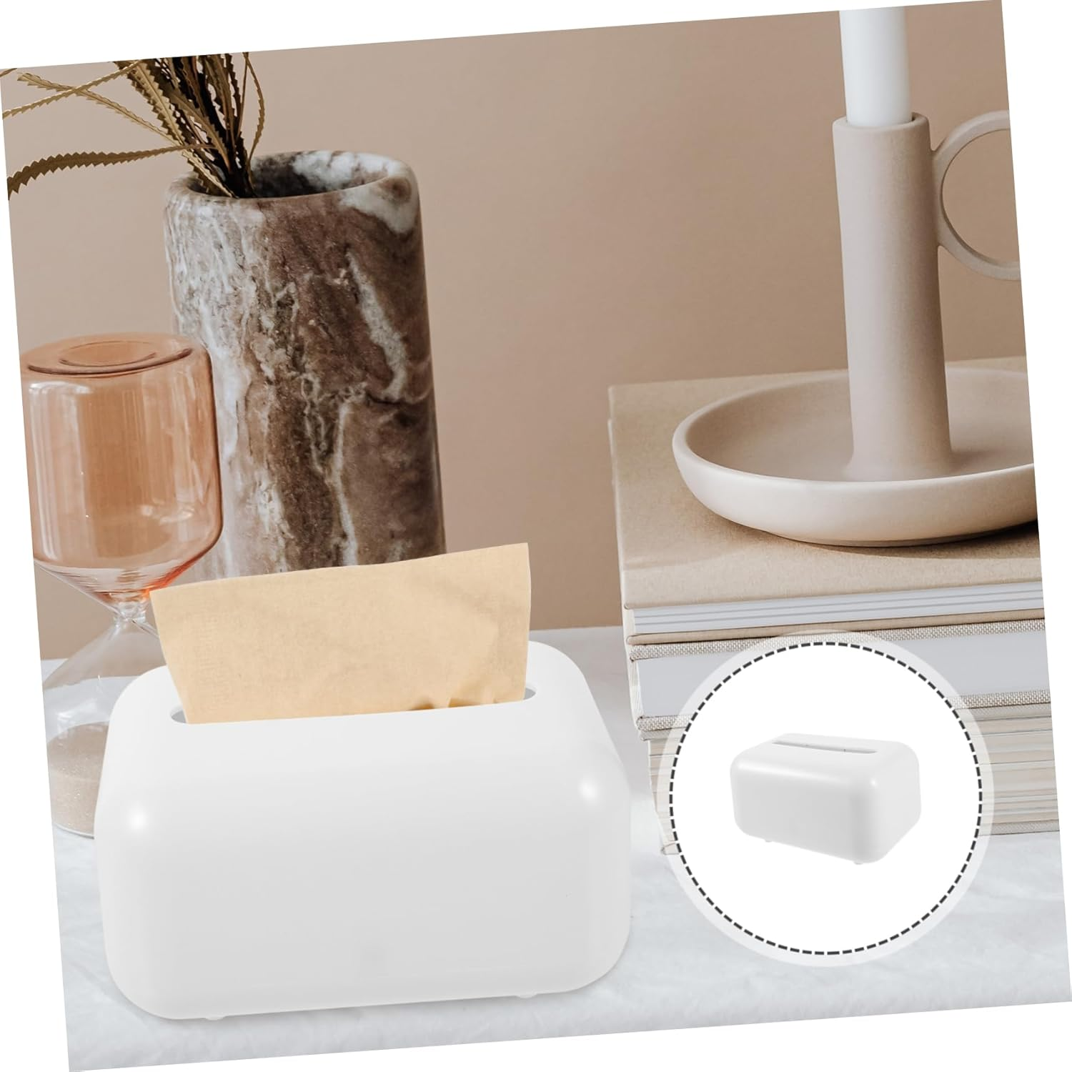 Luxshiny Desktop Tissue Holder Tissue Box Cover Refillable Wipes Container Chic Napkin Box Home Storage image number 4