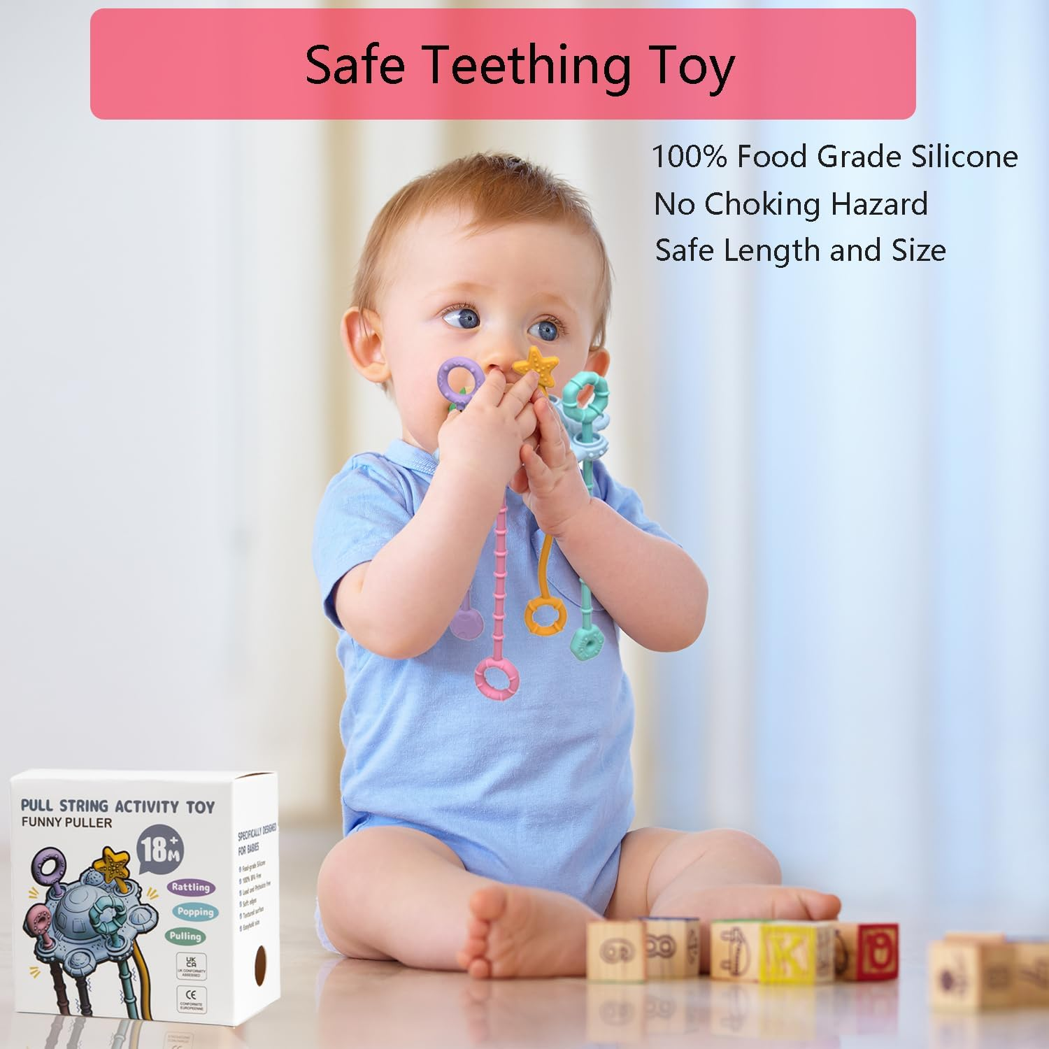 Montessori Toys for Baby, Food Grade Silicone Pull String Activitys for Infant, Travel Toys for Babies, Sensory Toys for Toddlers, Fine Motor Skills Toys for Girl Boy Gift image number 1