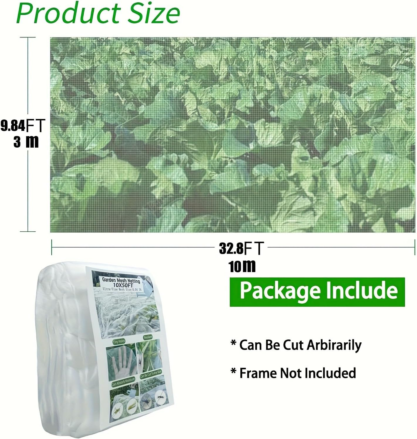 Cozioz Garden Netting 3X20M Ultra Fine Mesh for Pest Bird Insect Barrier &ndash; Plant Cover for Vegetables Fruits Flowers Raised Beds Greenhouse Patio image number 5