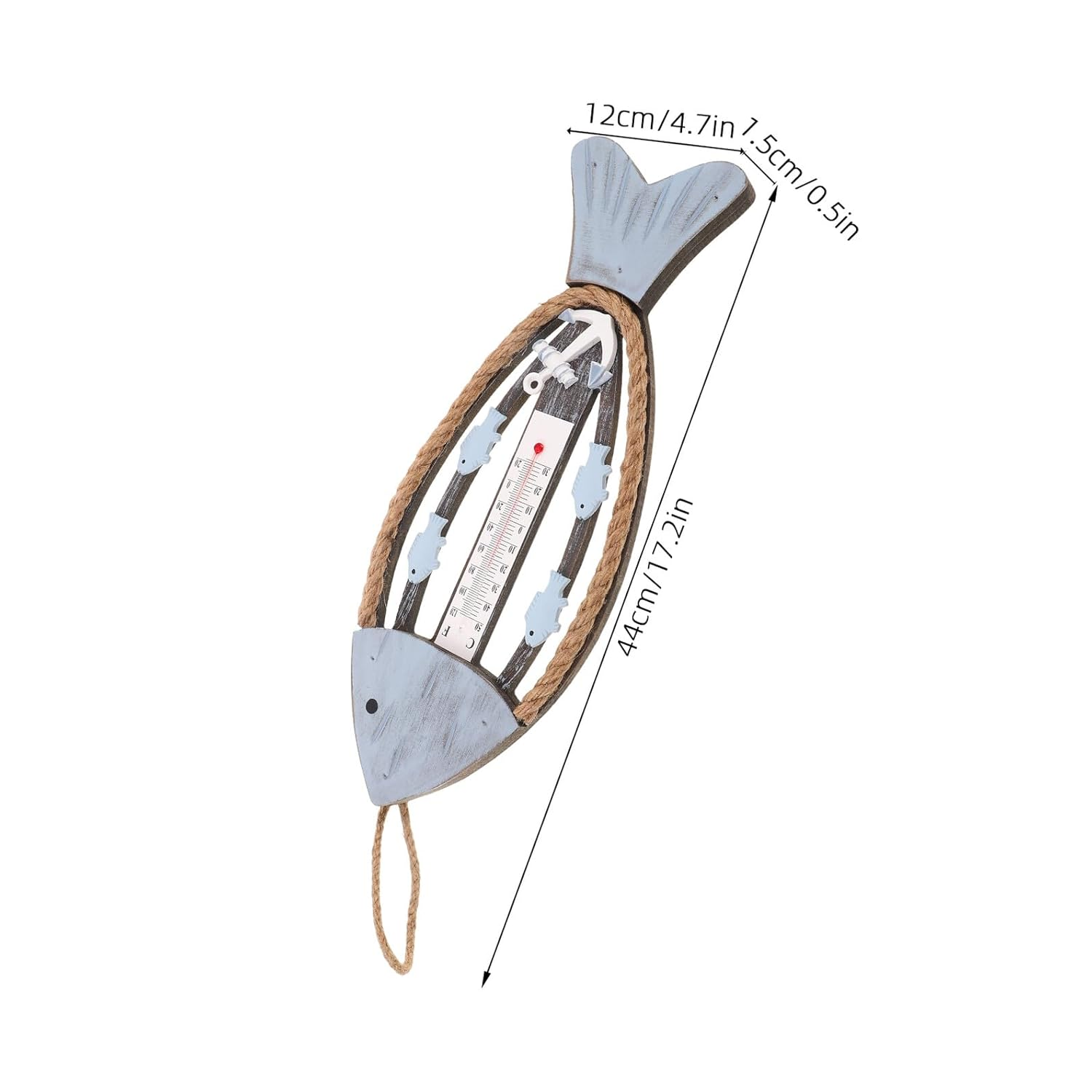 COHEALI Vintage Fish Bone Wall Thermometer Rustic Wooden Temperature Gauge for Coastal Living Bedroom Hotel Hallway Beach Theme Decor with Craftsmanship and Accurate Indoor Temperature image number 5