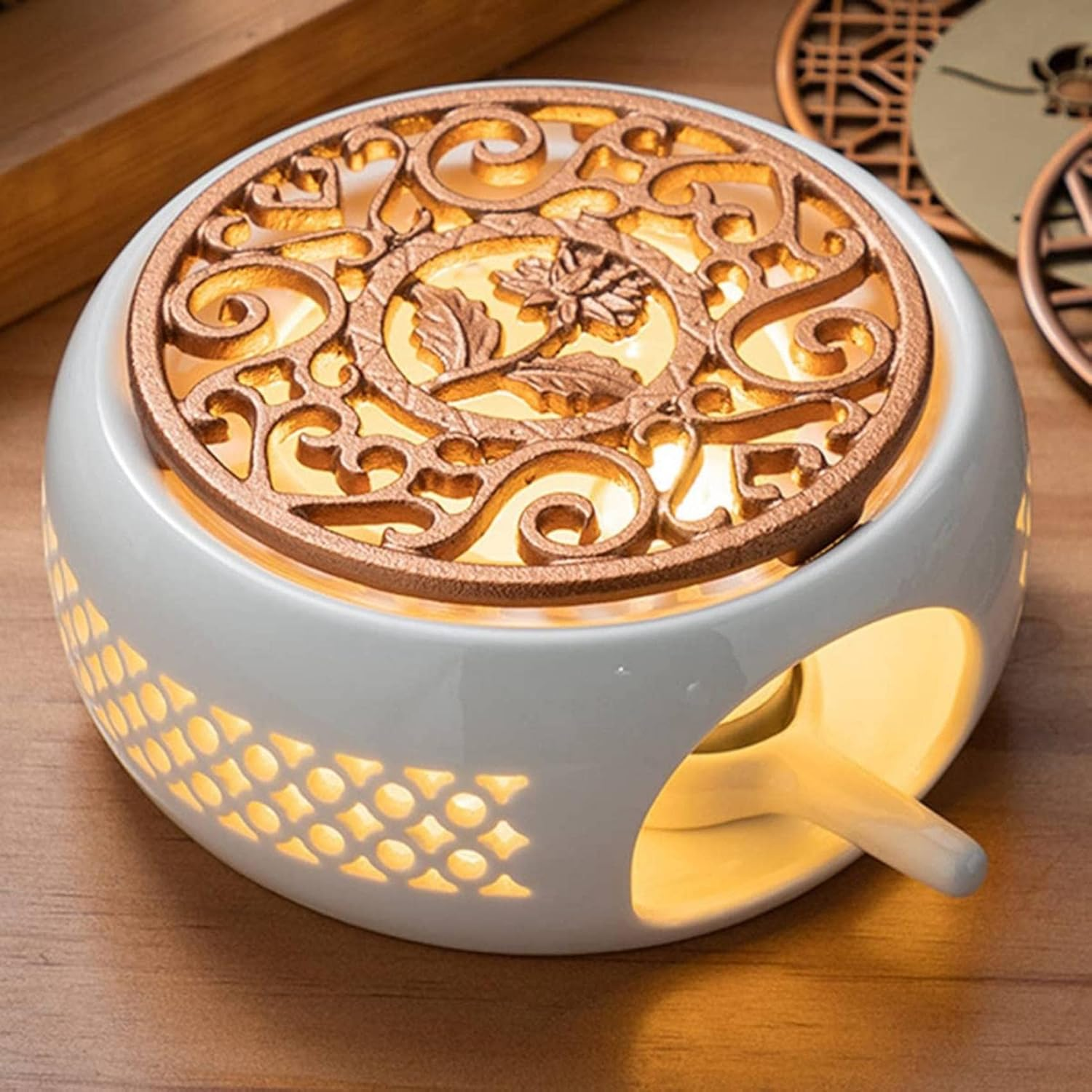 Erpmlyo Shiphose Ceramic Teapot Warmer Holder Base Tea Warmer Insulation Base Tea Coffee Water Warmer Candle Heating Base Holder Teaware image number 6