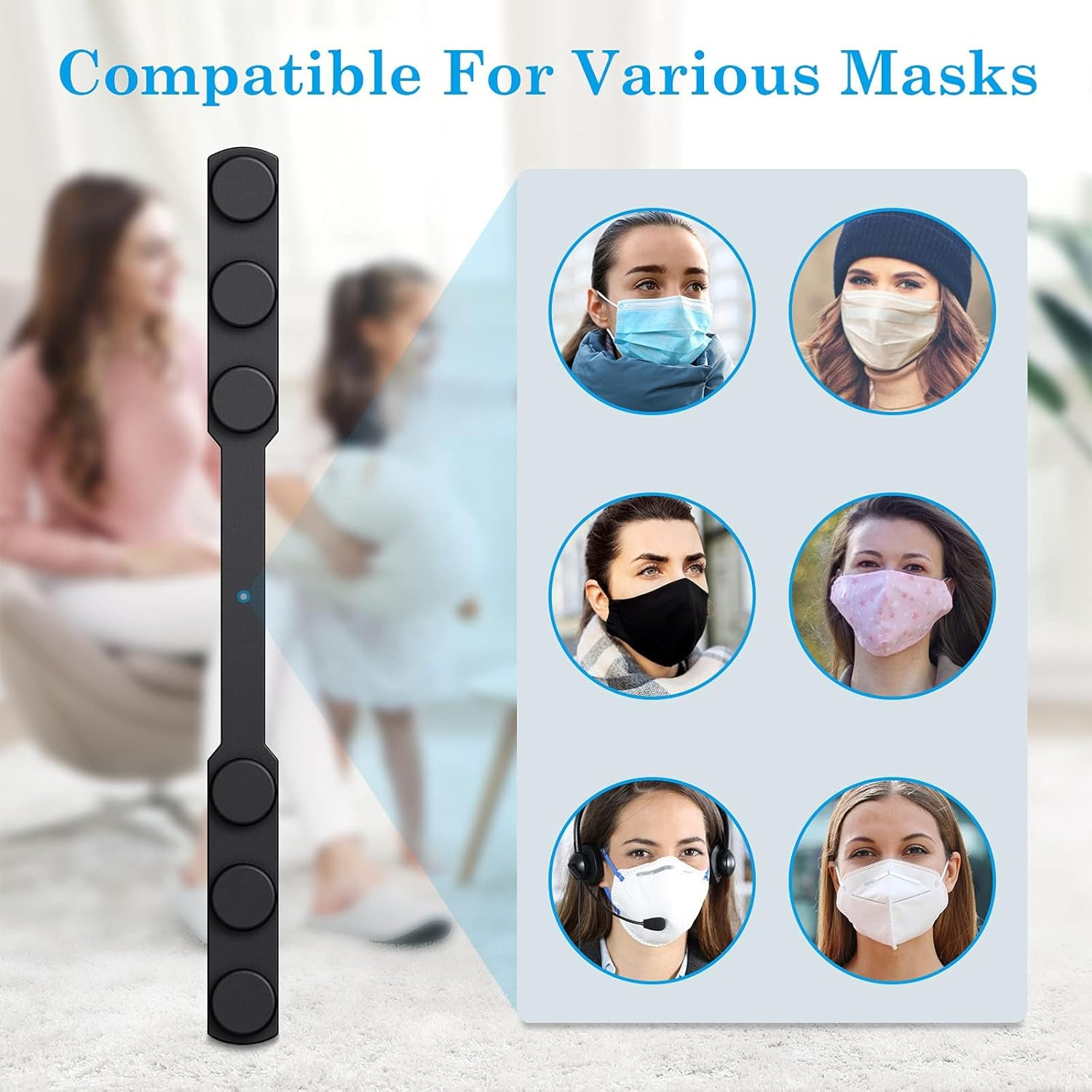 5 PCS Mask Extender Soft Extension with Earrings Stand Mask Buckle Mask Hook Adjustable Extended Belt Ear Protection Sport Fan Buckle image number 2