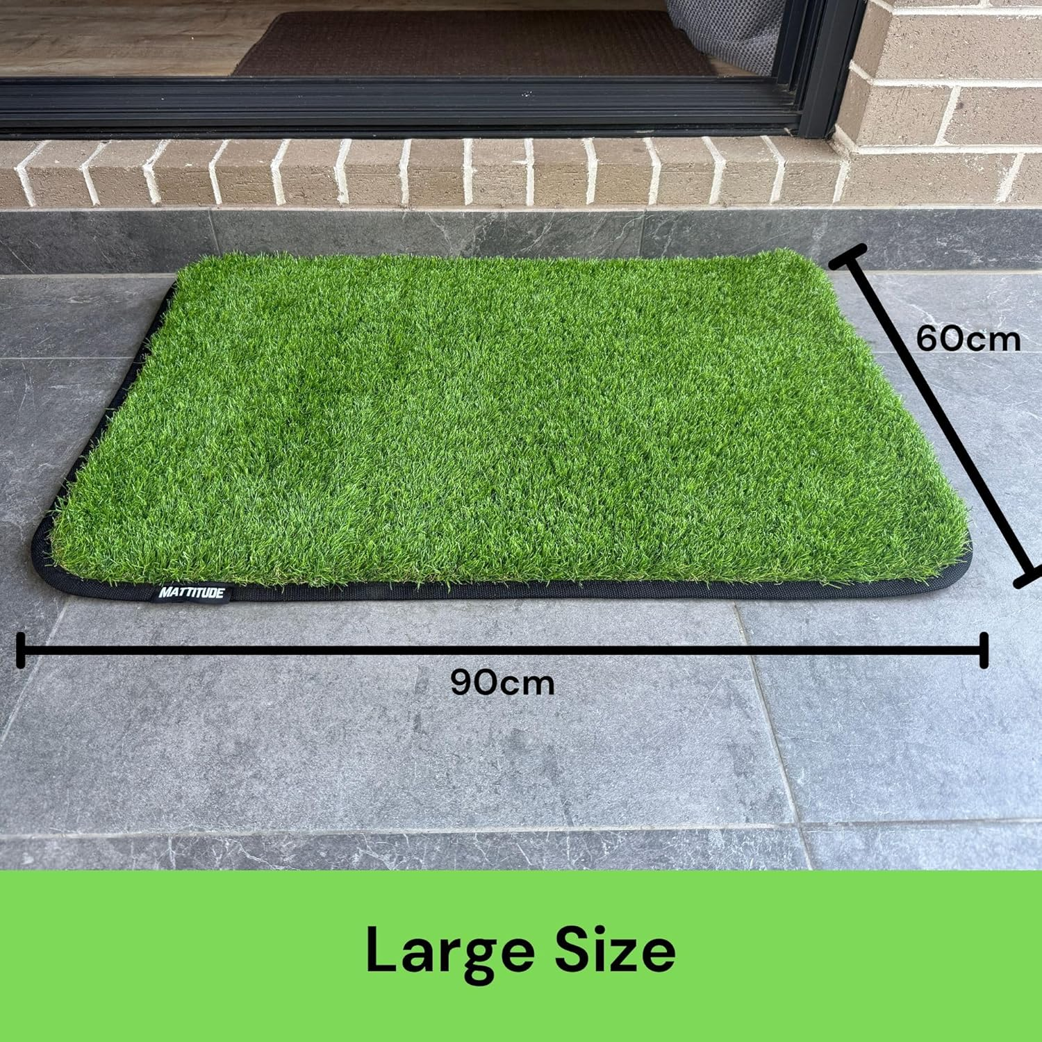Mattitude Outdoor Dust-Off Mat - Artifical Grass 40Mm Pile Turf Dirt Trapper, Weatherproof, Non-Slip, Washable & Easy Clean - for Home Entryway, Garage, Camping, Caravan 90Cm X 60Cm (Large) image number 4