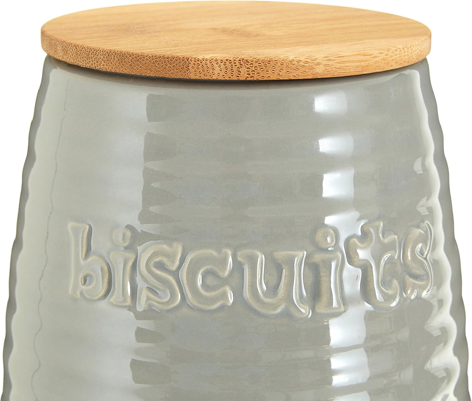Premier Housewares Biscuit Ceramic Kitchen Storage Jars Grey Cookie Jars for Biscuits Canisters for the Kitchen Tea Coffee Sugar Tea Coffee and Sugar Canisters image number 3