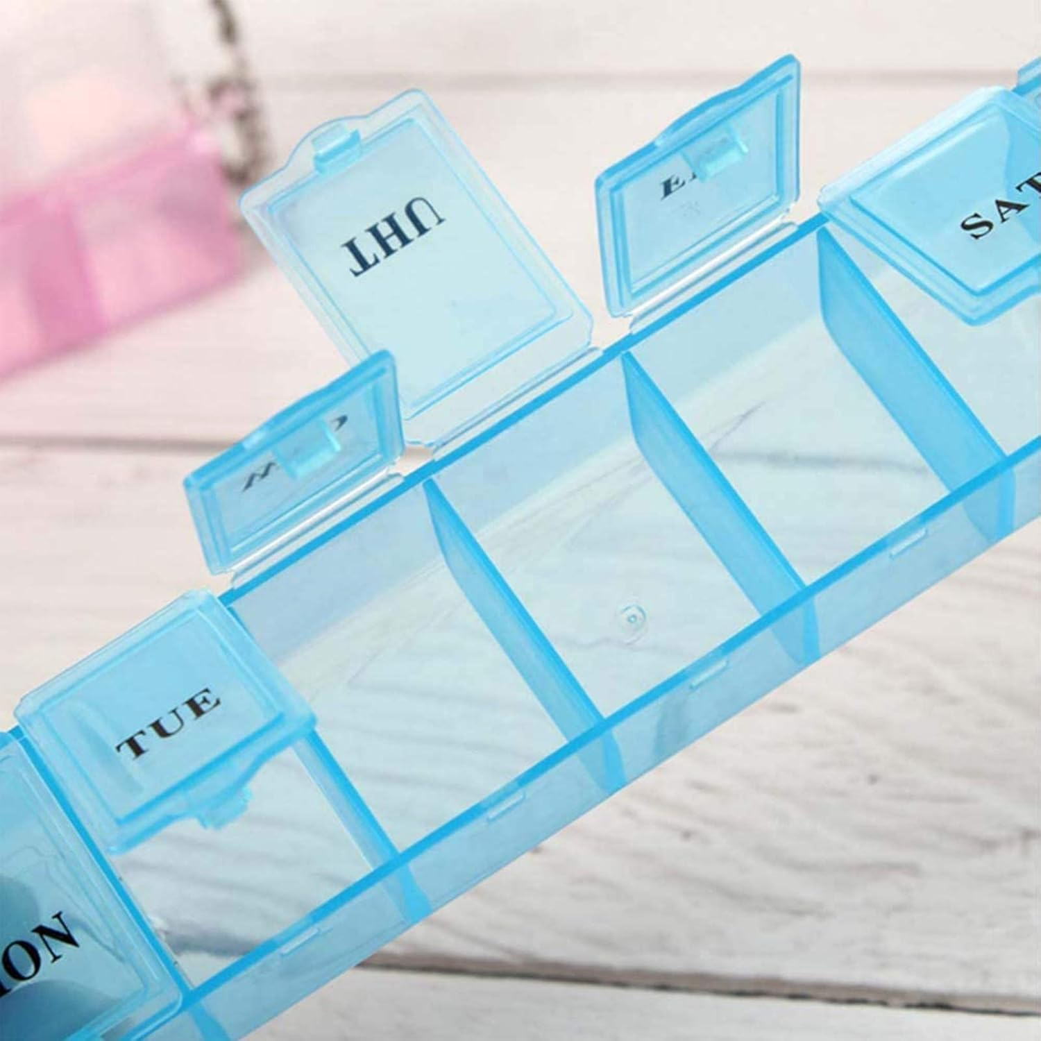 2 PCS Weekly Pill Organizer 7 Day Pill Box Organizer Medicine Box Tablet Dispenser Organiser Storage Case Portable Travel Pill Box Travel Medicine Organizer for Vitamin Fish Oil Supplements Medication image number 2