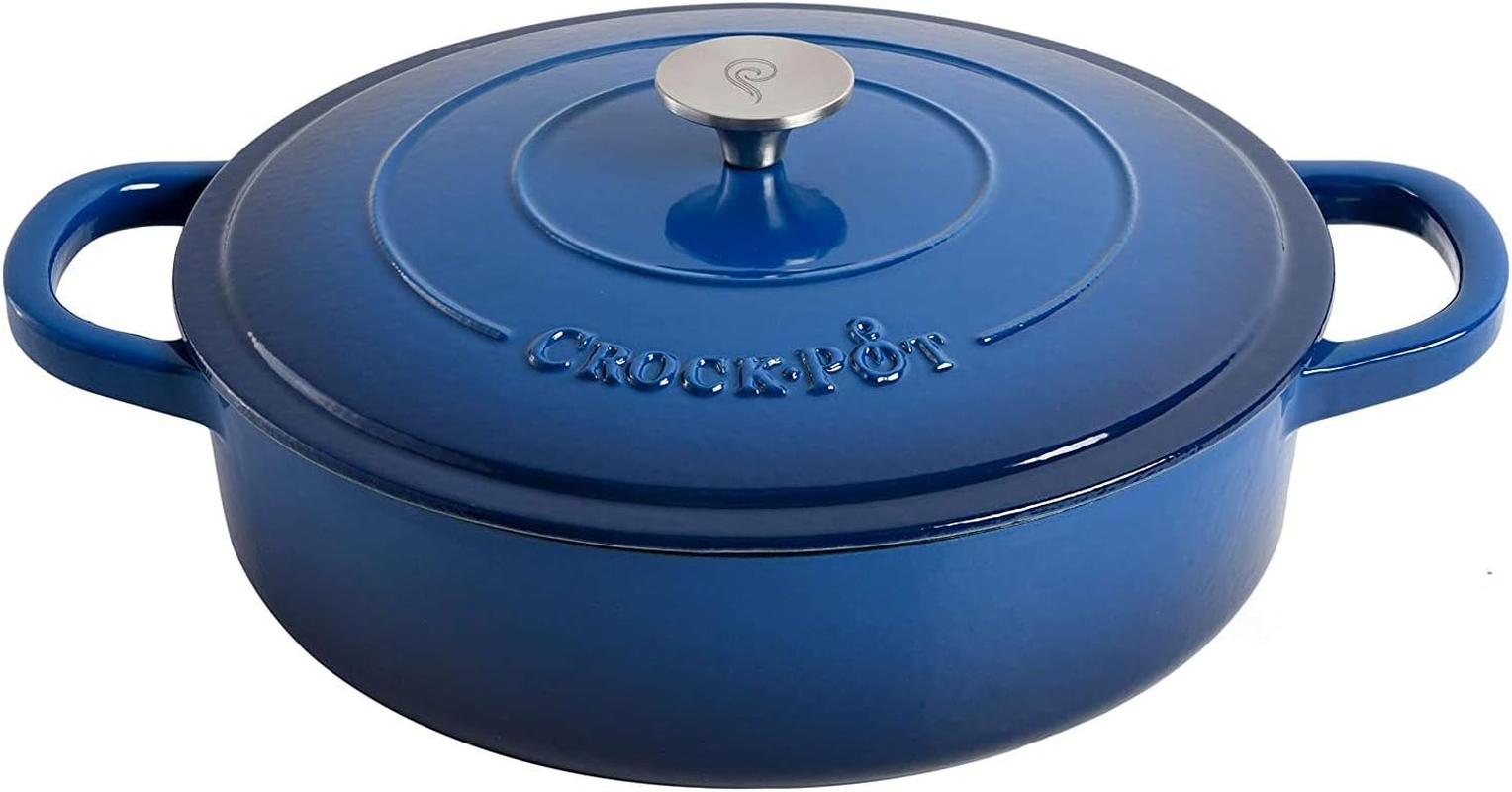 Crock-Pot Crock Pot Artisan Enameled Cast Iron Braiser W/Lid, 5 Quart, Sapphire Blue image number 1