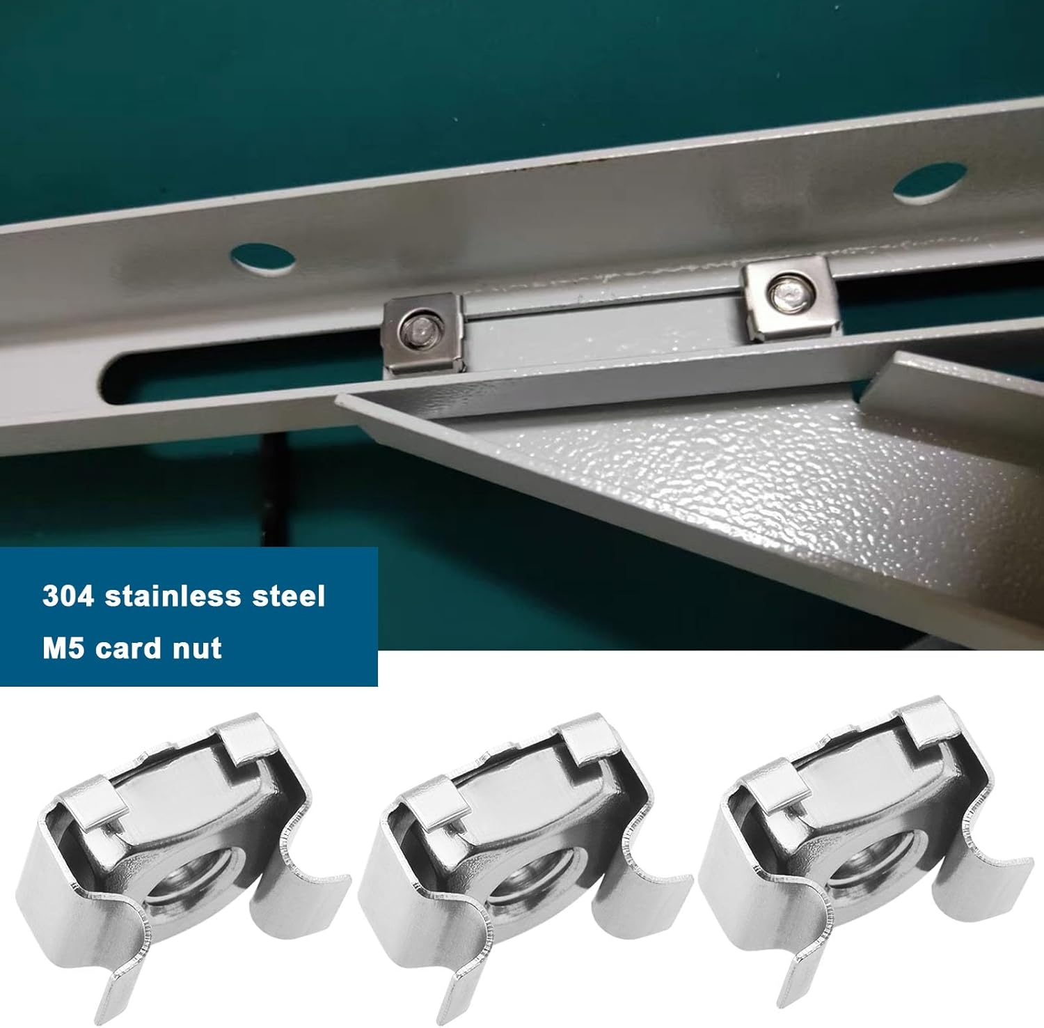 Emsea 20Pcs M5 Cage Nuts 304 Stainless Steel Nuts Assembly Kit for Network Cabinets Server Cabinets Electronics Casings Racks Silver image number 1