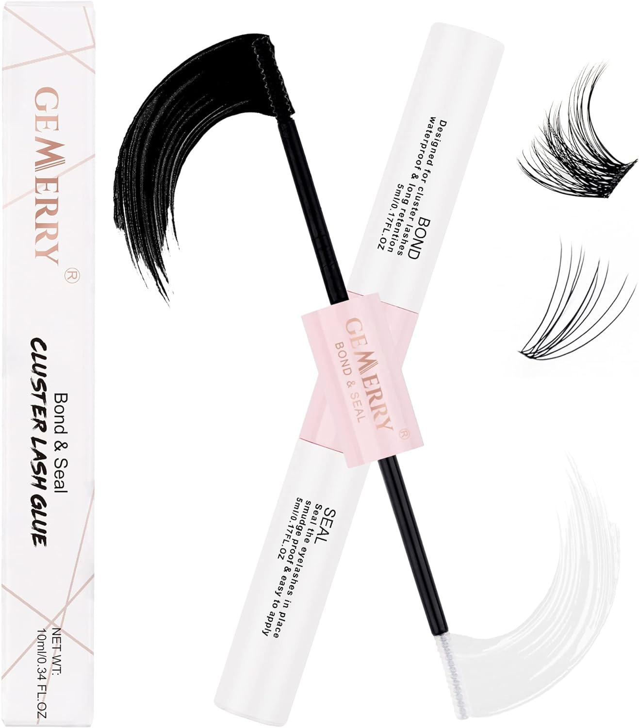 GEMERRY Lash Bond and Seal Eyelash Glue, Cluster Lash Glue, Individual Lash Glue Eyelash Glue for DIY Eyelash Extensions Clear Waterproof 48H+ Latex-Free Overnight Beginner Friendly (5Ml+ 5Ml) image number 5