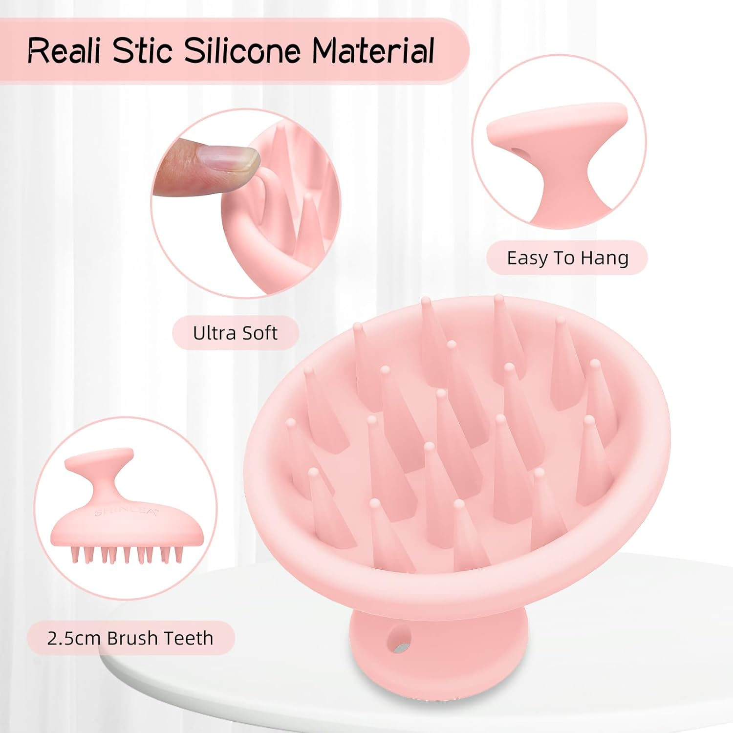 SHINLEA Silicone Scalp Massager Shampoo Brush, a Scalp Brush That Promotes Hair Growth and Removes Dandruff, Double Use of Dry and Wet image number 4