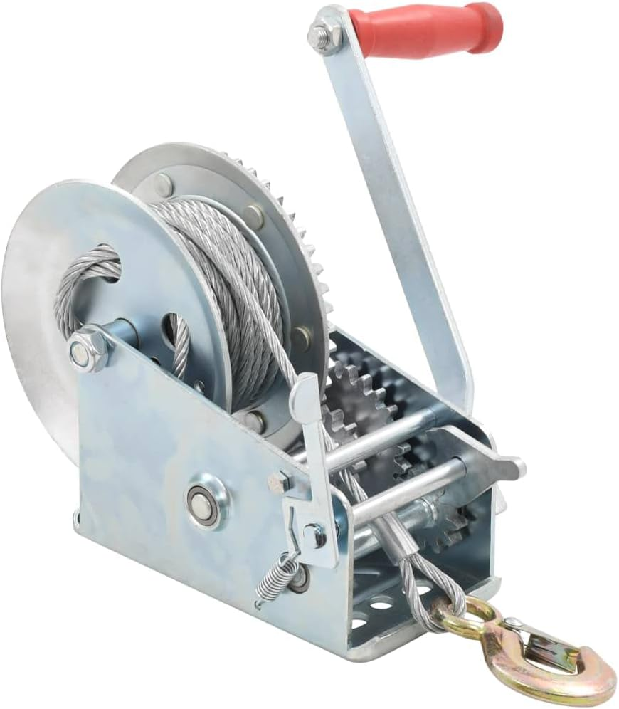 Heavy Duty Hand Winch 1360 Kg 3000 Lbs Manual Crank Boat Trailer Cable Hoist, Durable Iron Construction, 10M Cable Length for Pickup Trucks & Versatile Mobile Pulling Applications image number 3