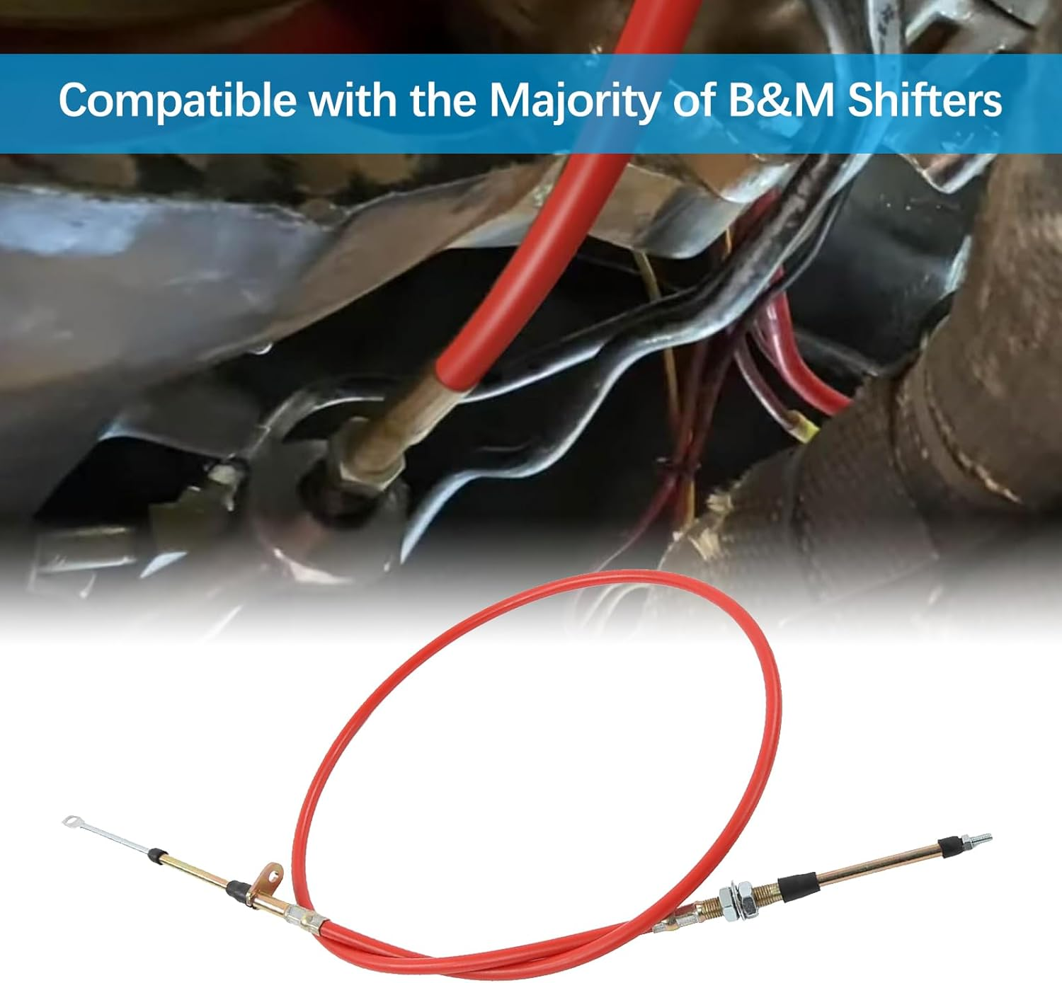 5Ft Long Automatic Transmission Shifter Cable Eyelet End, Replacement for B&M Automotive Heavy Duty Performance Shifter Cable, Shifter Cable Af72-1001 BM-80605 0.25" Outer Diameter Red image number 4