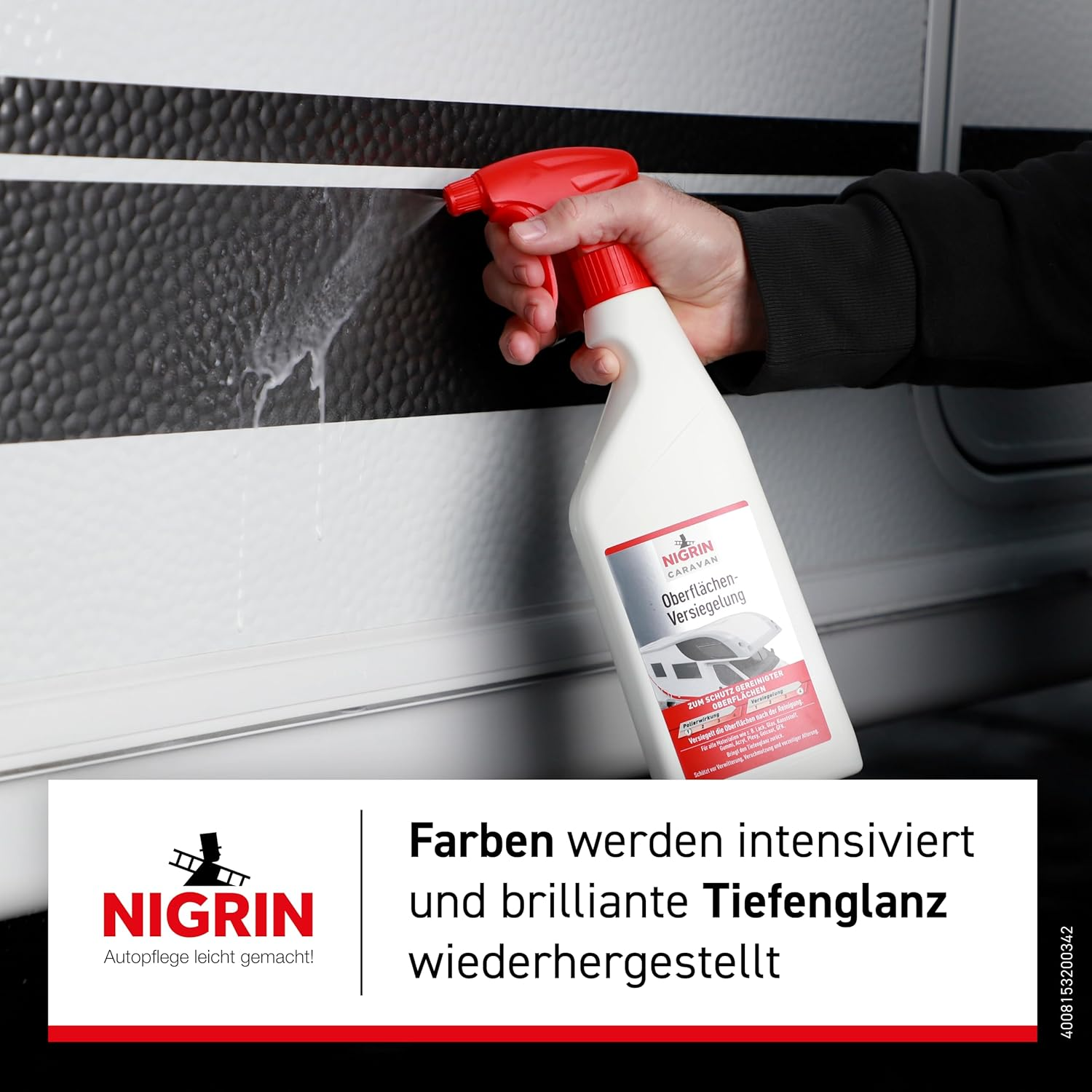 NIGRIN CARAVAN Tent Roof Cleaner for Awnings and Textile Awnings, Cleans Gently and Thoroughly, Removes Stubborn Stains, Reduces New Soiling, Refreshes Colour, 0.75 L image number 2