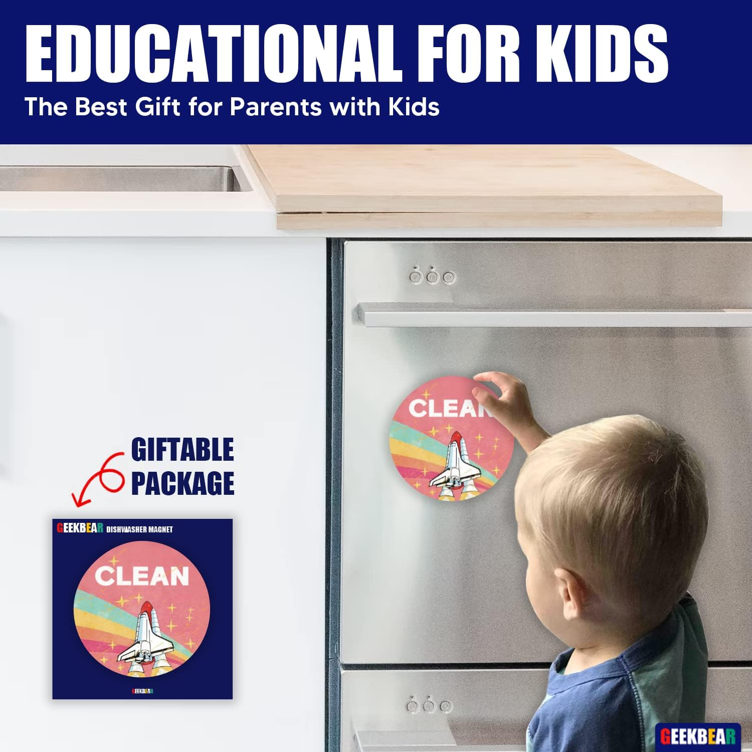 Clean Dirty Magnet for Dishwasher (04. Happy Flower) - 07. Blue Slider image number 4