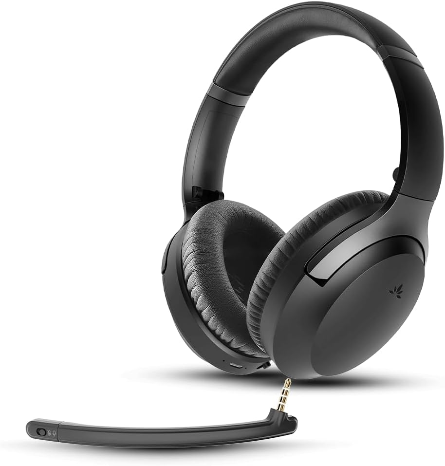Avantalk Aria 3 - Bluetooth 5.3 LE Audio Headphones with Detachable Noise-Cancelling Mic for Work Calls & Music, 55 Hrs Wireless Headset with Sidetone for PC Computer and Phone