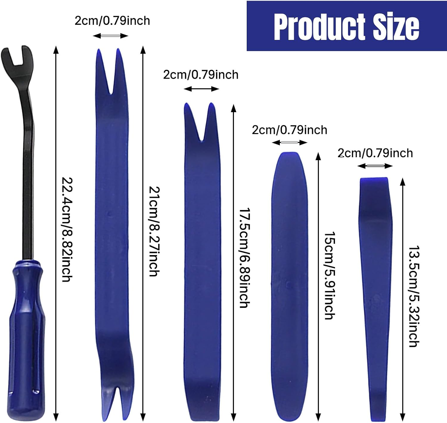 5 Packs Car Trim Removal Tool Kit, Automotive Pry Tool Set with No Scratch Plastic Pry Bar for Interior Panel, Door, Window, Dashboard, Fastener & Molding Removal image number 1