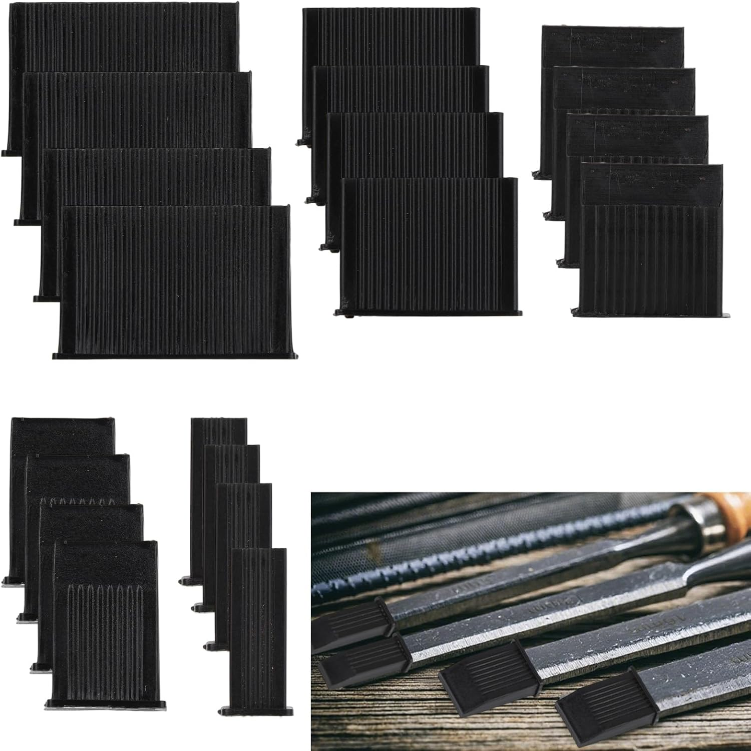 20Pcs Chisel Edge Guards, Chisel Tip Protectors for Wood Chisels Plastic Blade Covers Safety Protective Caps for Tool Storage & Edge Protection (5 Sizes) image number 5