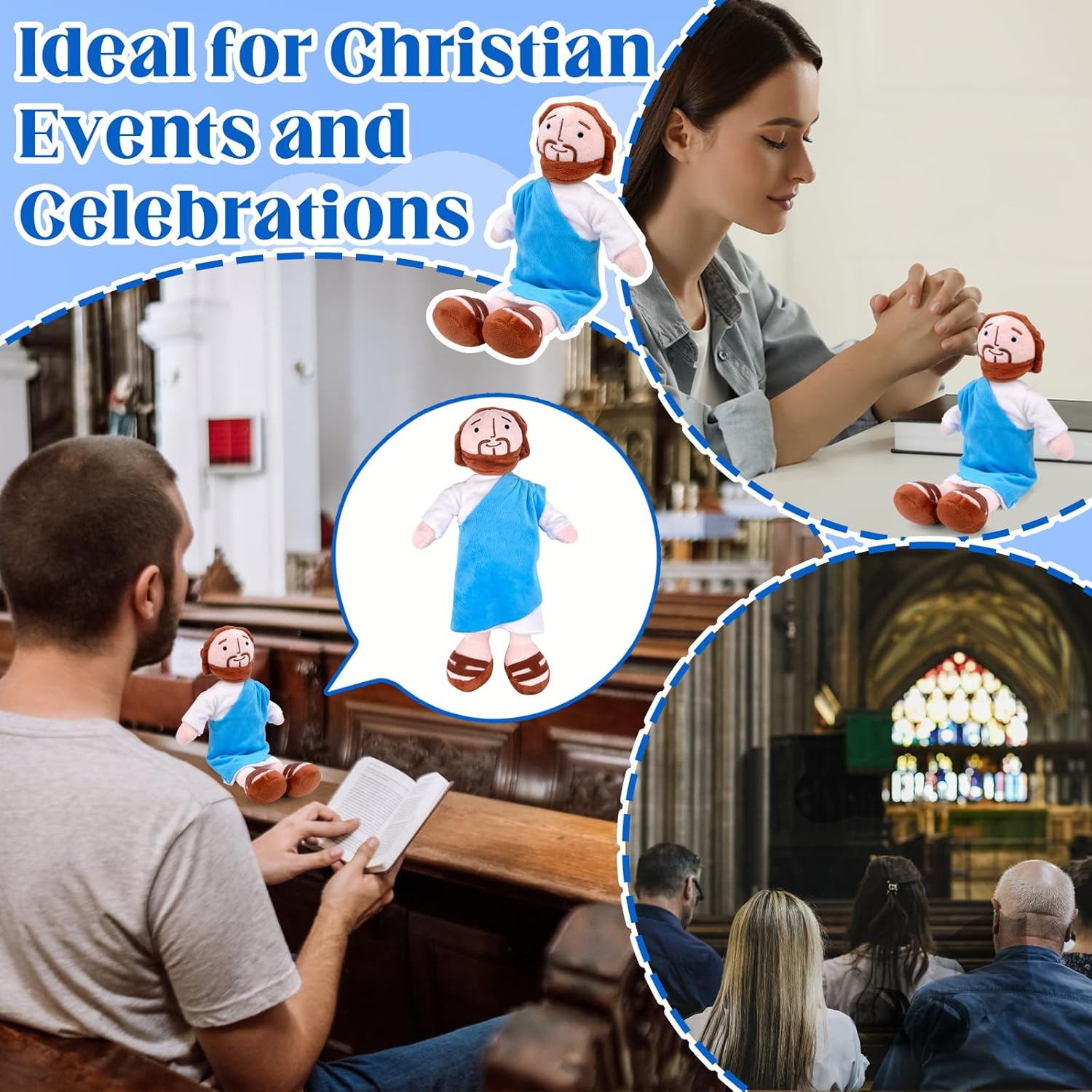 Jesus Plush, 32 Cm Smiling Jesus Christ Cuddly Toy, Religious Plush Toy image number 1