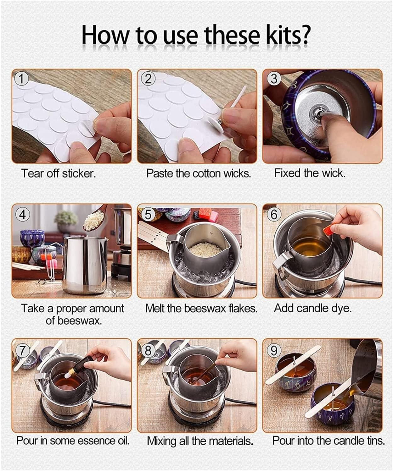 Soy Candle Making Kit - Full Set - Soy Wax, Big 7Oz Jars & Tins, Color Dyes & More - Perfect as Home Decorations - DIY Starter Scented Candles Making Kit T0-904 image number 4