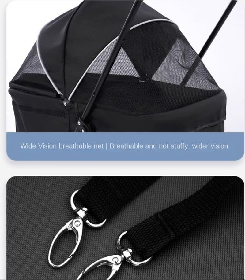 Pet Stroller Dog Stroller Cat Stroller Folding Pet Stroller, up to 44Lbs Dog Folding Stroller, 4 Wheels Dog Cat Puppy Stroller for Medium Small Pet Dog Pram Dog Cat(Color:Blue) - Pink image number 3