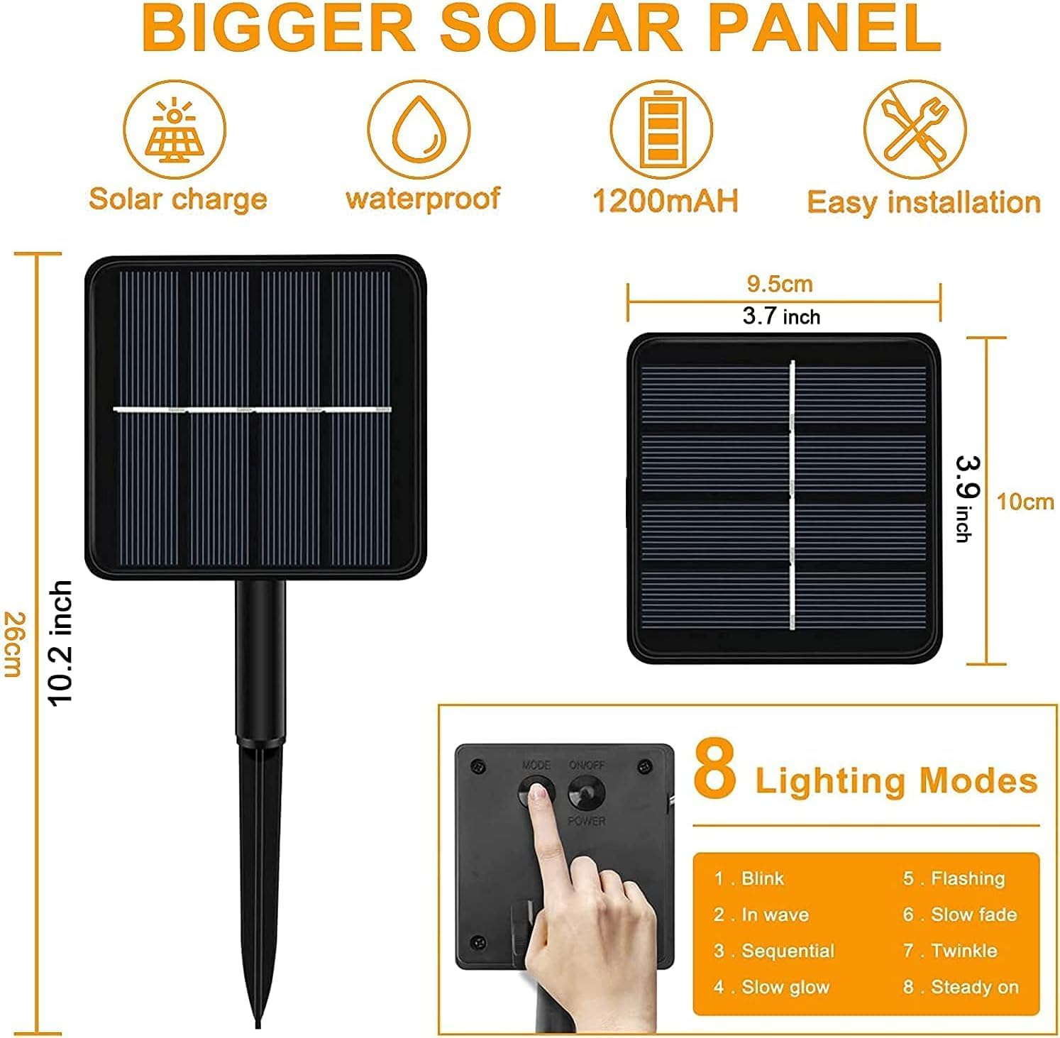 Solar String Lights Outdoor, Fime 32M 300 LED Solar Powered Fairy Light with 8 Lighting Modes, Waterproof Copper Wire Tree Lights Lights for Christmas Party Decoration (White) - White image number 4