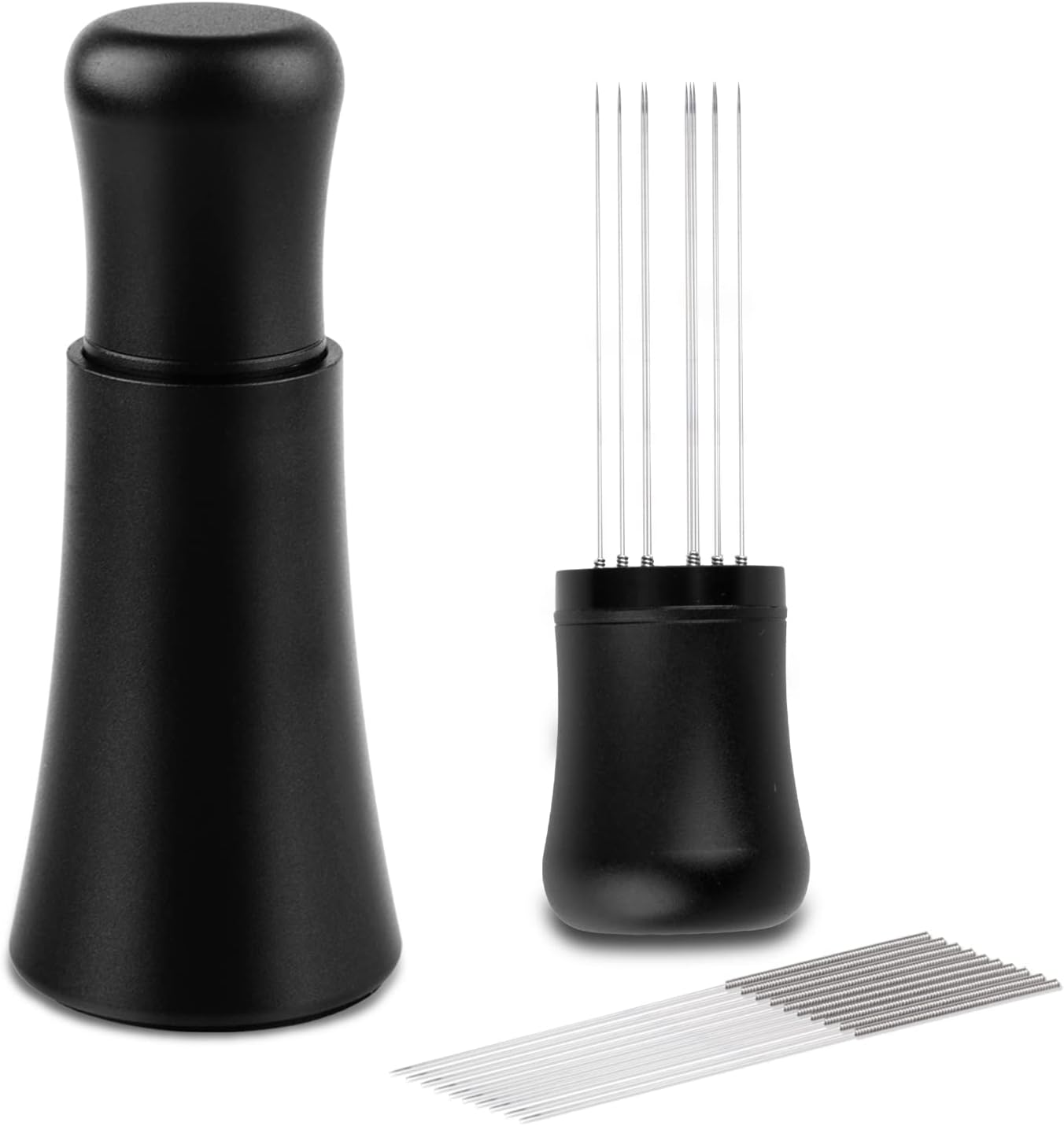 WDT Tool, Espresso Distribution Tools, 10 X 0.35Mm 304 Stainless Steel Needles Installed with 10 Extra Needles for Espresso Stirrer Replacement, Aluminum Alloy Handle with Stand&hellip; (Matte Black)