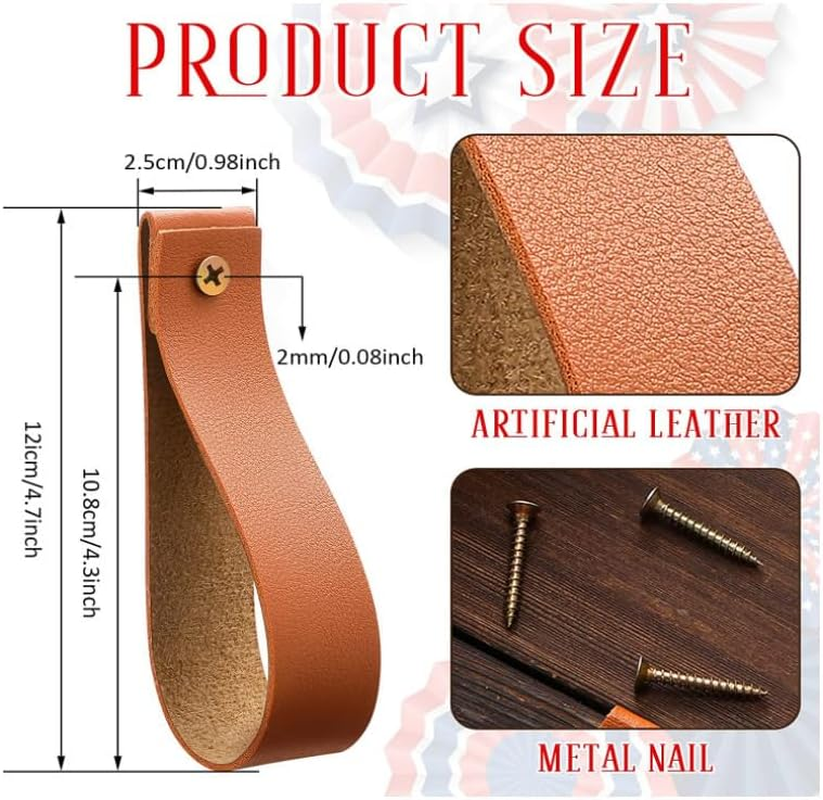 4Pcs Wezxrauo Leather Curtain Rod Holders, Bohemian Style Wall Hooks for Bathroom Bedroom Living Room, Decorative Curtain Tiebacks with Rustic Hardware image number 5