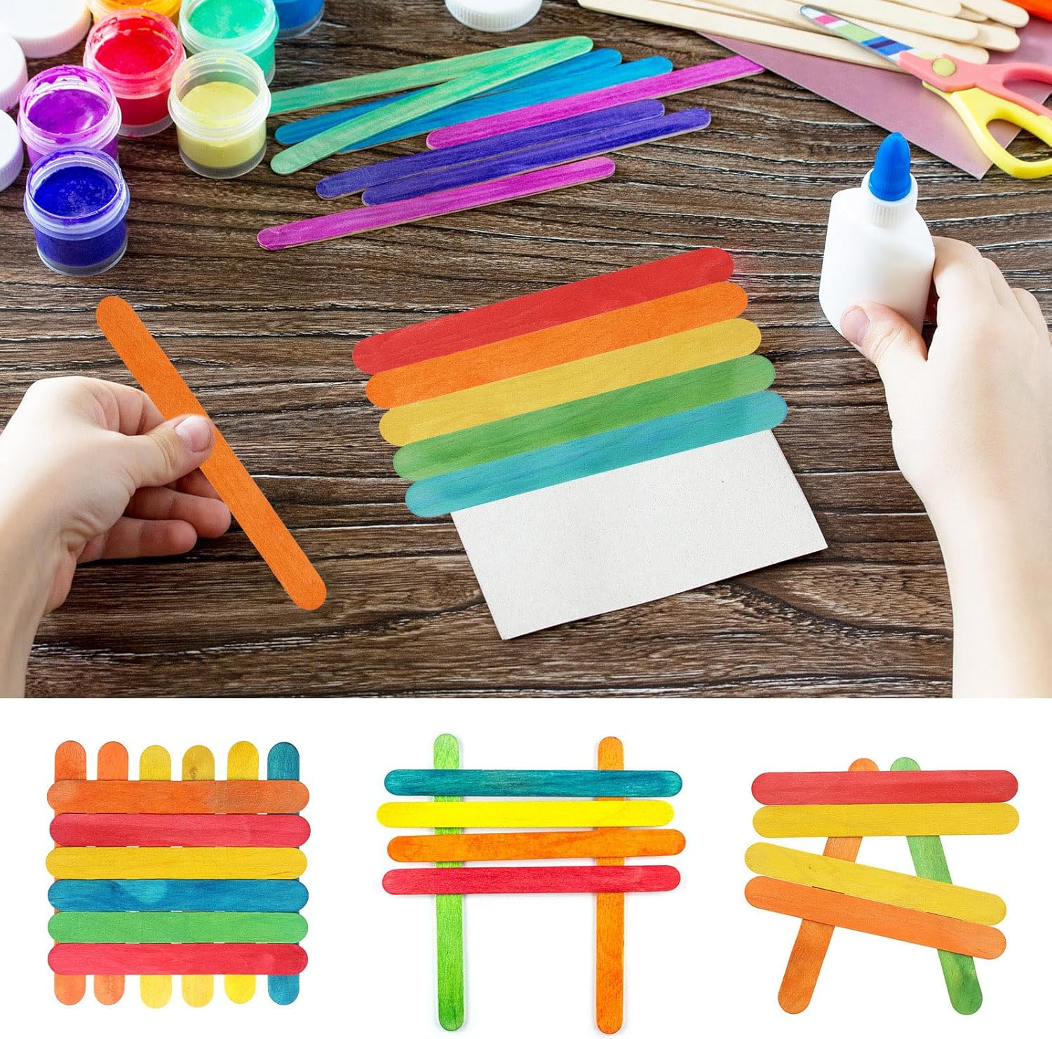 200 Pcs Jumbo Wooden Craft Sticks, Popsicle Sticks, 150X18X1.6Mm Treat Sticks, Ice Pop Sticks Wax Sticks for Crafts，Resin, Mixing Paint Projects image number 4