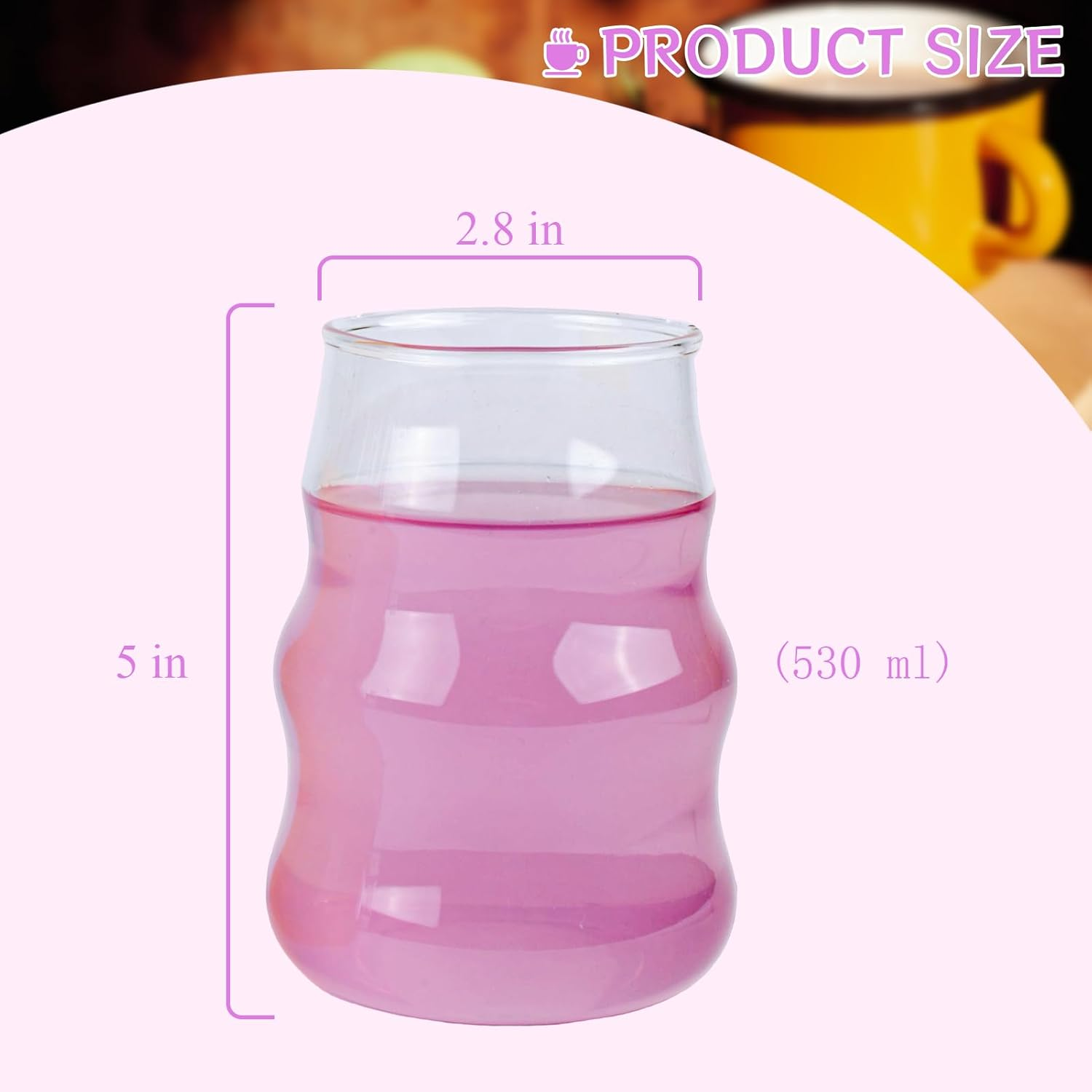 2 Pcs Ribbed Glass Cups 18 Oz Vintage Drinking Glassware Premium Iced Coffee Glasses for Iced Coffee Juice Milk and Beverage Cocktails