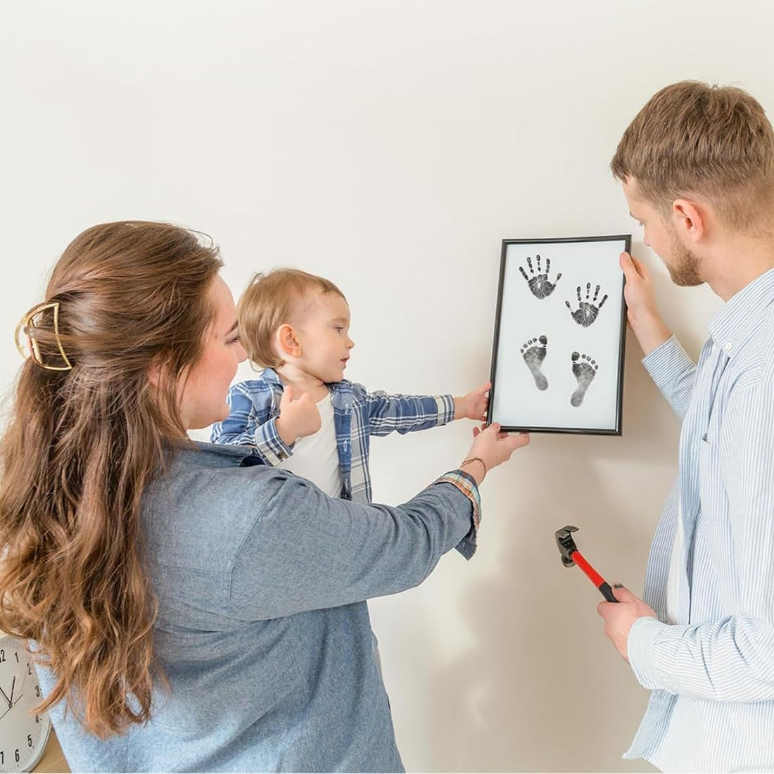 2 Pack Clean-Touch Ink Pad Kit,Baby Foot Printing Kit, Cat and Dog Paw Print Kit, 2 Pack Magnetic Picture Frame for Fridge 3 X 4 Inch Photo Frame for Refrigerator, Double Sided Clear Photo Frame image number 5