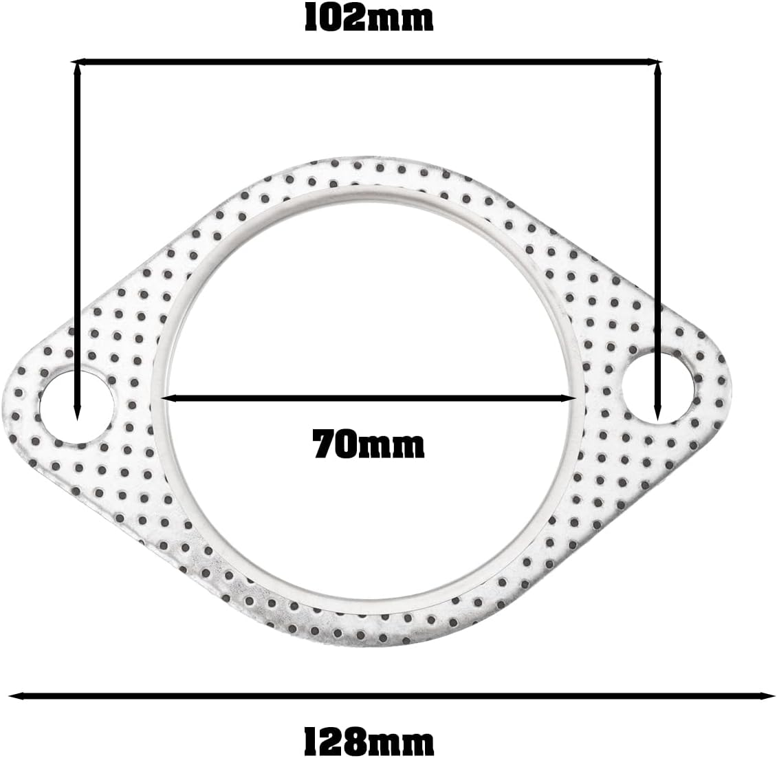 Create Idea 2Pcs 2.5 Inch Exhaust Pipe Interface Flange Gasket 2-Hole Steel Exhaust Turbine Manifold Lower Manifold Hole Spacing 102Mm for 70Mm Exhaust Pipe image number 1