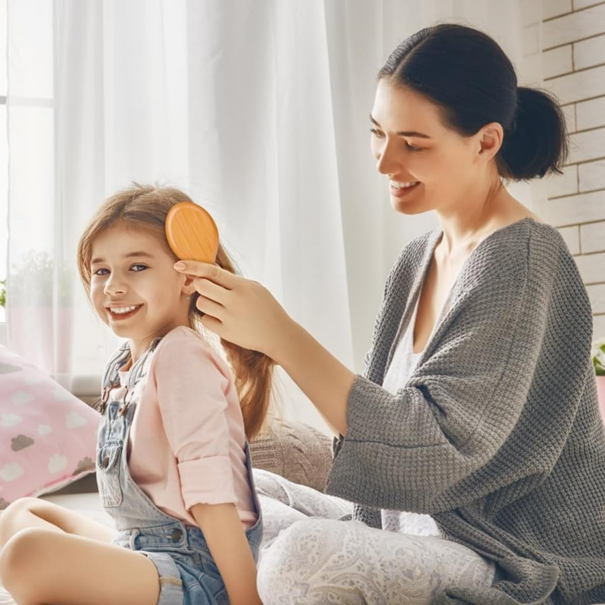 Hair Brush, Pack of 2 Scalp Massage Brush, Scalp Massager Brush, Small Travel Hair Brush, Wooden Hair Brush, Head Massage Brush, Hair Massage Brush, Hair Brush, for Men and Women image number 3