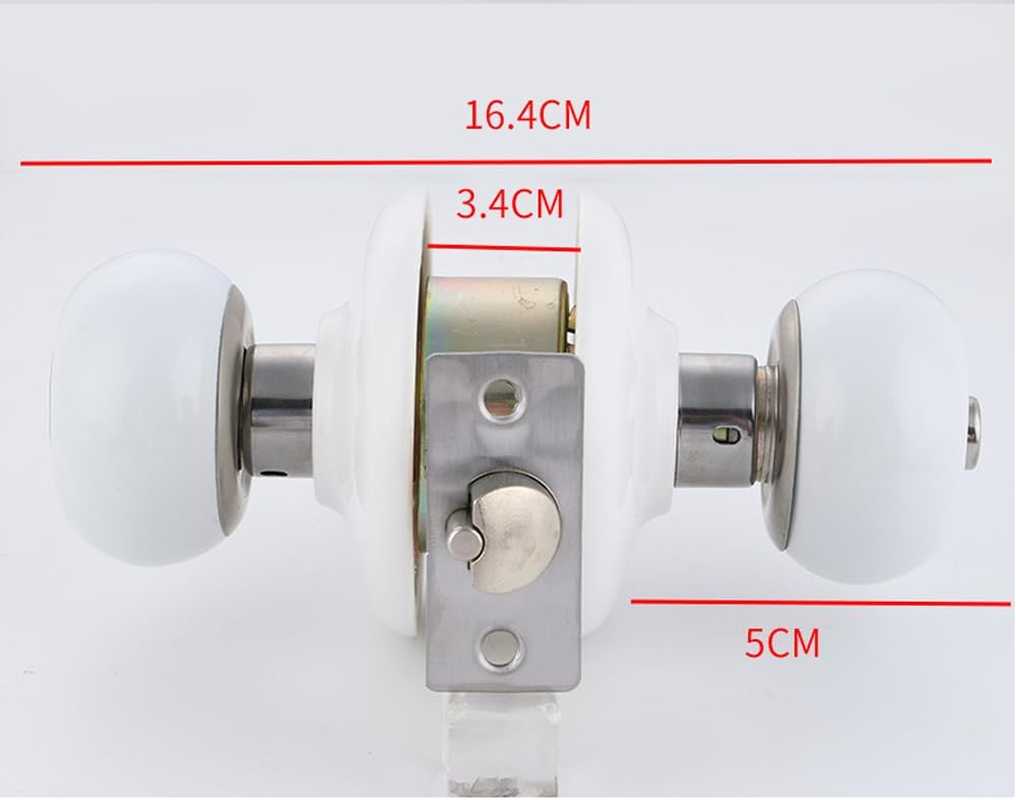 ZONADA Ceramic Door Knob Lock Set with Keys &ndash; White Vintage Style Interior Exterior Door Knobs for Bedroom, Bathroom, Kitchen, Laundry Room, Privacy Passage Entry Door Locking Handles image number 4