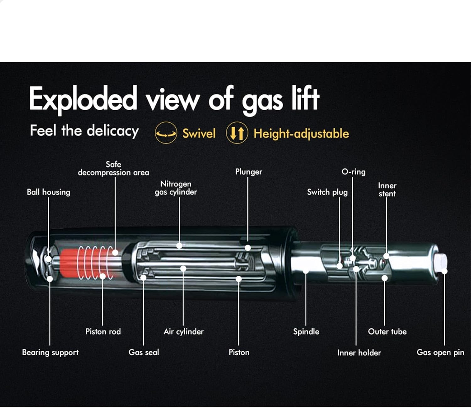 ALFORDSON Bar Stool Set of 2 Adjustable Kitchen Stools Ralph Swivel Counter Barstools Fabric Dining Chair in 62-83Cm Seat Height with Floor Protector for Home Bar Dining Room (Dark Grey) image number 2