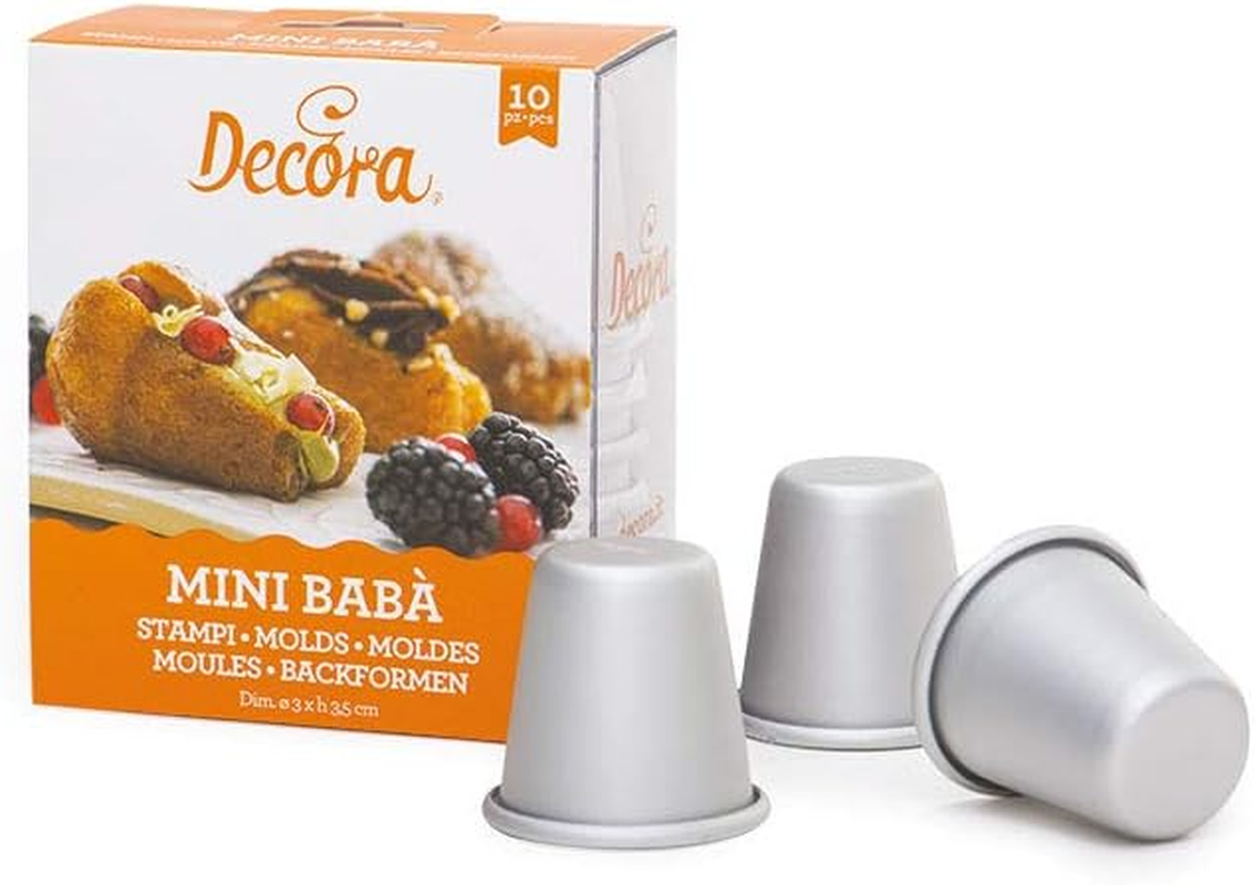 DECORA 10 Anodized Aluminum Baba' Mould &Oslash; 3 X 2 X H 3,5 Cm, Alluminio Anodizzato, Silver, 3 X 2 X 3.5 Cm image number 2