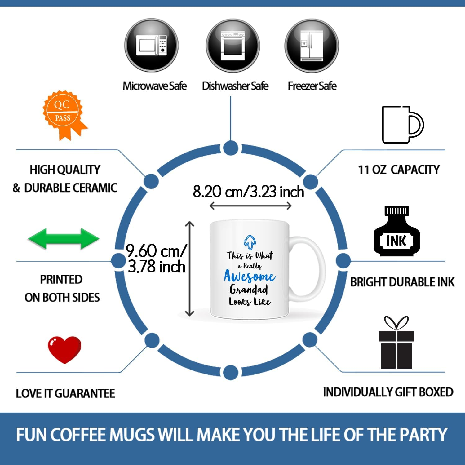 Christmas Gifts Grandad Coffee Mug from Granddaughter Grandson, This Is What a Really Awesome Grandad Looks like Birthday Gifts Idea for Grandfother Cup White, 11 Oz image number 3