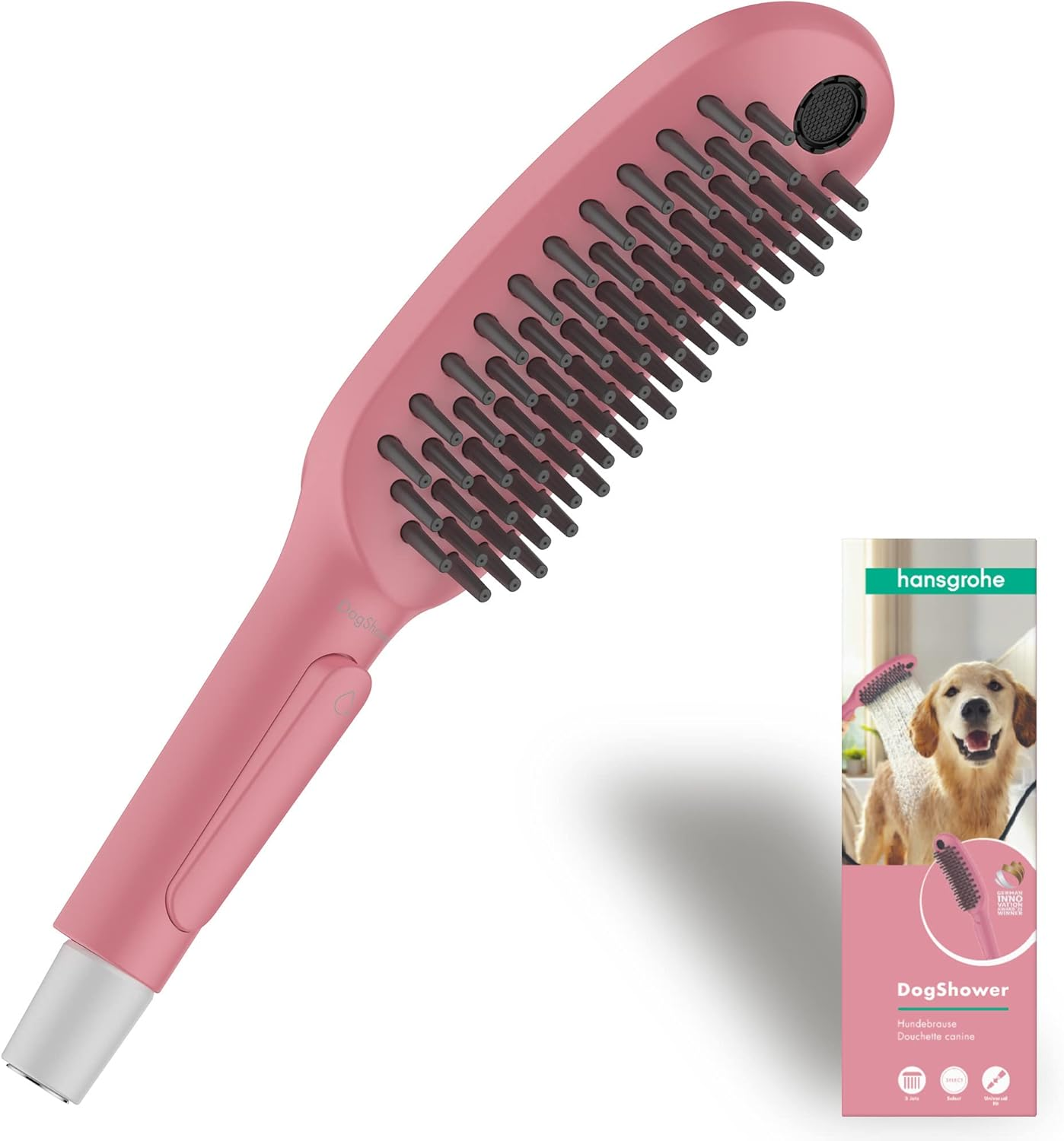 Hansgrohe Dogshower Dog Shower, Water Saving Shower with 3 Jet Types for Grooming Dogs and Puppies with Petting Knobs, Matte Black