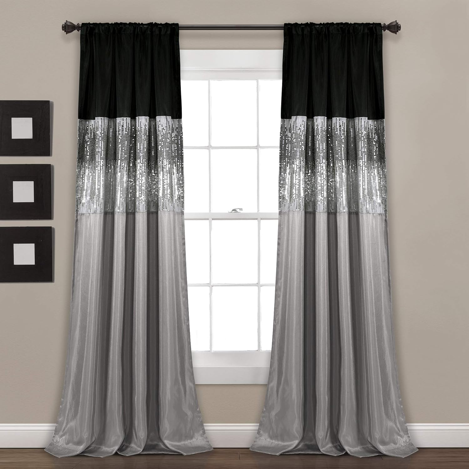 Lush Decor Night Sky Valance, Black/Gray