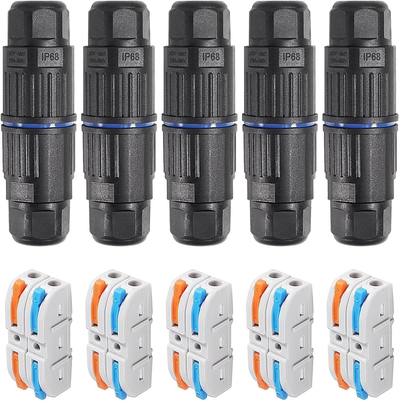 5PCS IP68 Waterproof Electrical Cable Connector, Outdoor 2 Way Junction Box, Waterproof Wire Connectors with Replaceable Lever Wire Connectors for AWG 28-12, Quick Screwless Installation image number 3
