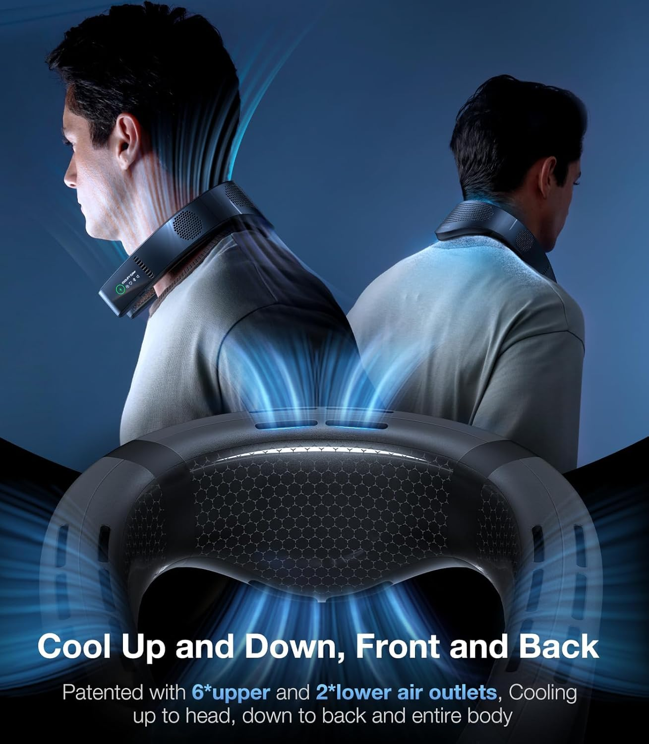 TORRAS [Coolify Cyber・2024 Flagship] Neck Air Conditioner, Ultimate Immersive Cooling Portable Neck Fan Rechargeable with 6000Mah, Neck Cooler Neck Fans That Blow Cold Air for Gifts image number 1