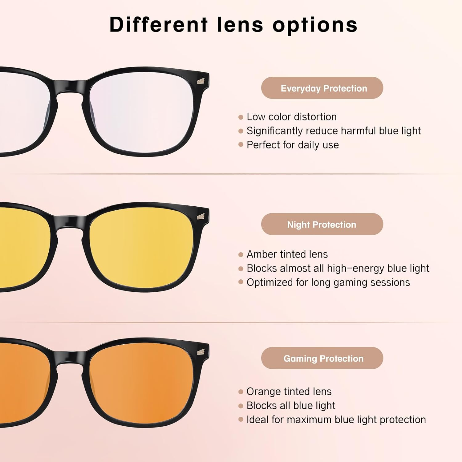 Blue Light Blocking Glasses | Computer Reading/Gaming/Tv/Phones Glasses for Men Women | Night Driving UV Glare Glasses, * Black-Matte | Clear, Medium - * 5 Pack Mix Color-3 image number 4