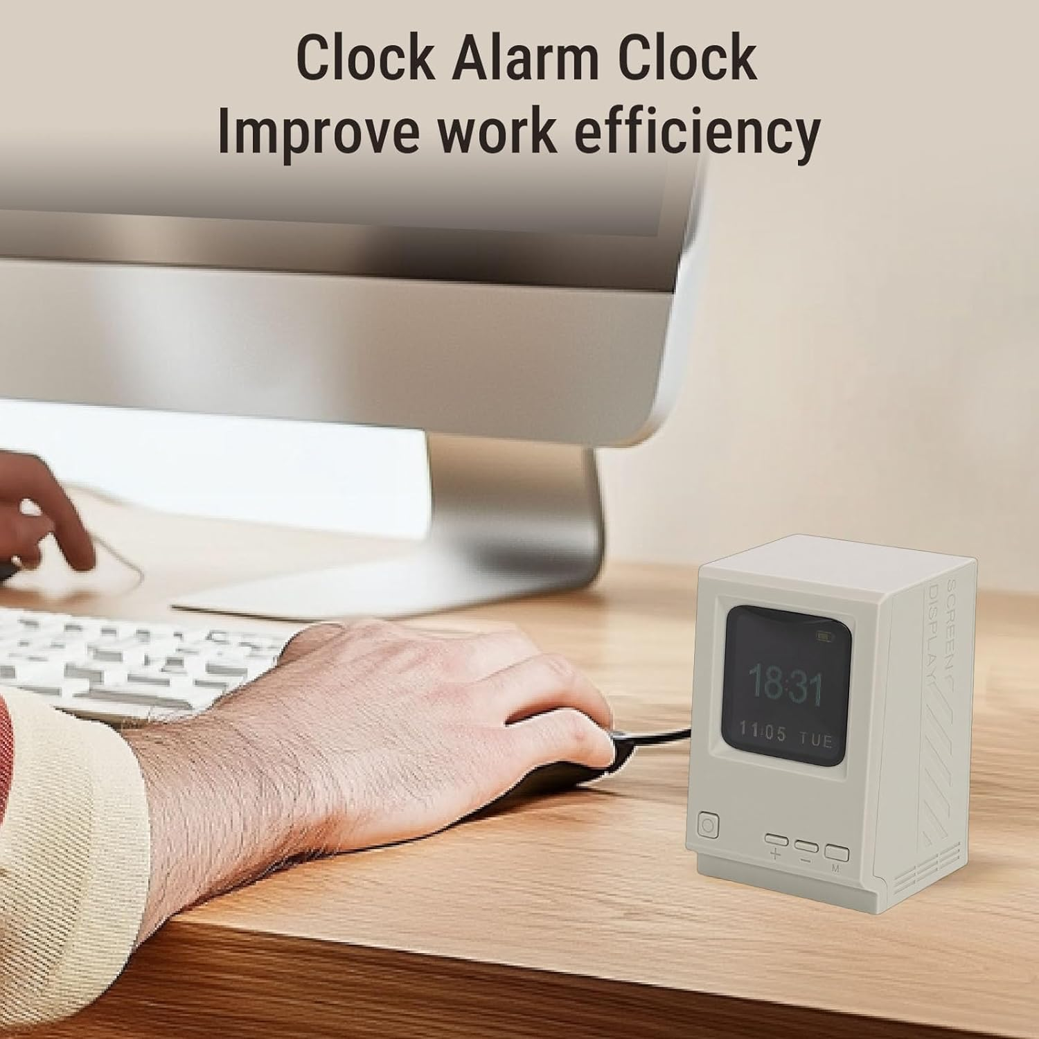 Tnfeeon Retro PC Style Computer Speaker Clock, Alarm Clocks Desktop USB Digital Display Speaker for Bedroom Bedside Retro PC Style Computer Clock, Portable image number 6