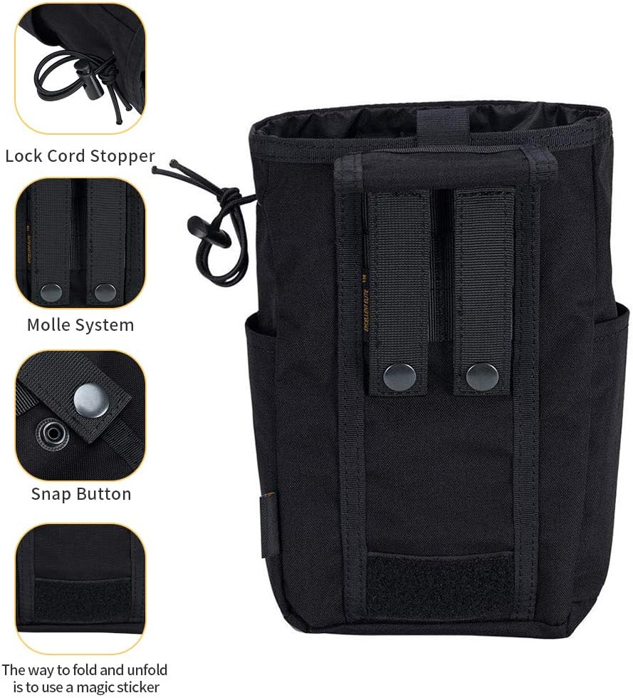 EXCELLENT ELITE SPANKER Molle Dump Pouch Drawstring Magazine Utility Pouch Folding Dump Pouch Waist Bag - Grey image number 2