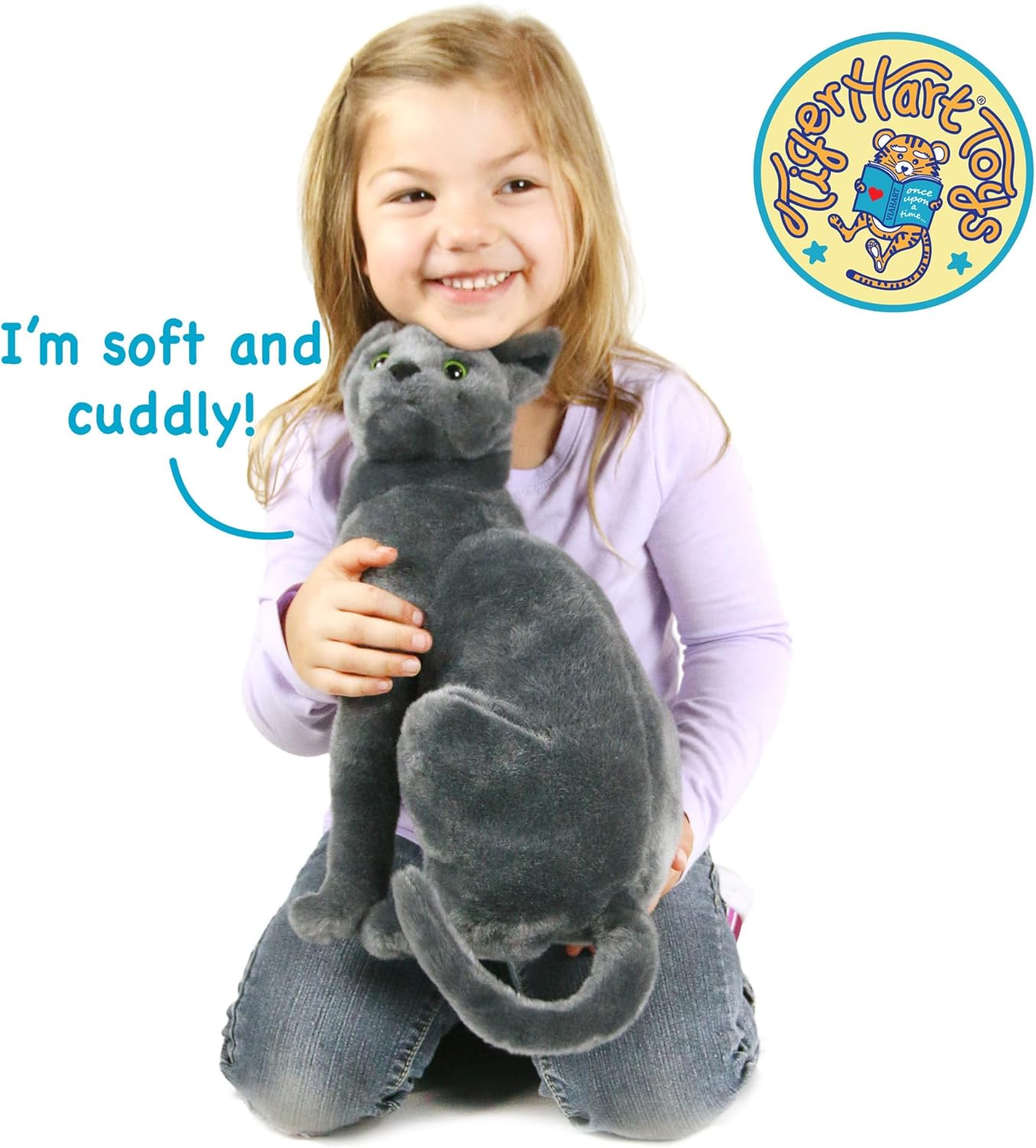 Rae the Russian Blue Cat - 12 Inch Grey Stuffed Animal Plush Gray Cat image number 2