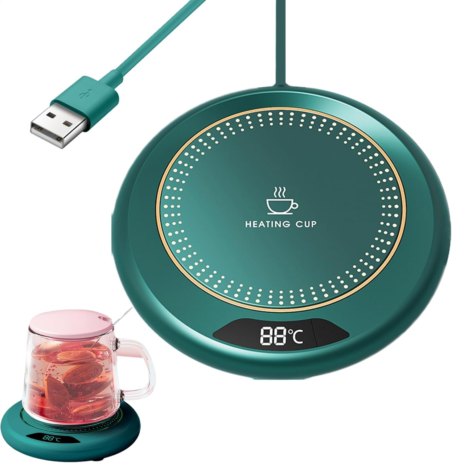 Cup Warmer, 3 Levels Temperature Smart USB Heating Coaster 20W, Electric Warming Drink Heater for Tea Milk Table Kitchen Dining Room Bar Candle