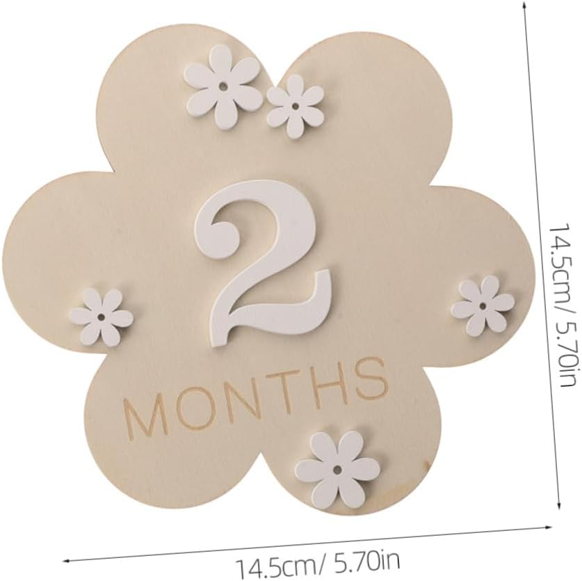2Pcs Milestone Toys Wood Flowers Newborn Announcement Sign for Birthday Milestone Cards Photo Prop Girl Gifts image number 5
