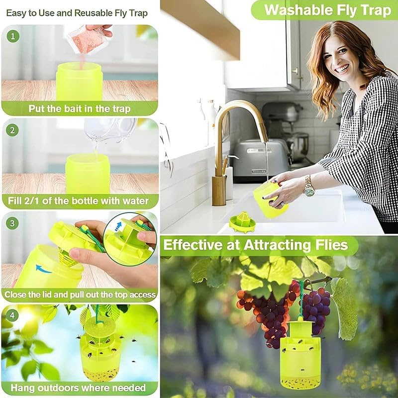 Leona Co Outdoor Fly Trap Environmentally Safe, Best Fly Catcher with Attractant for Gardens, Patios & Farms &ndash; Safe for Pets & Wildlife image number 4