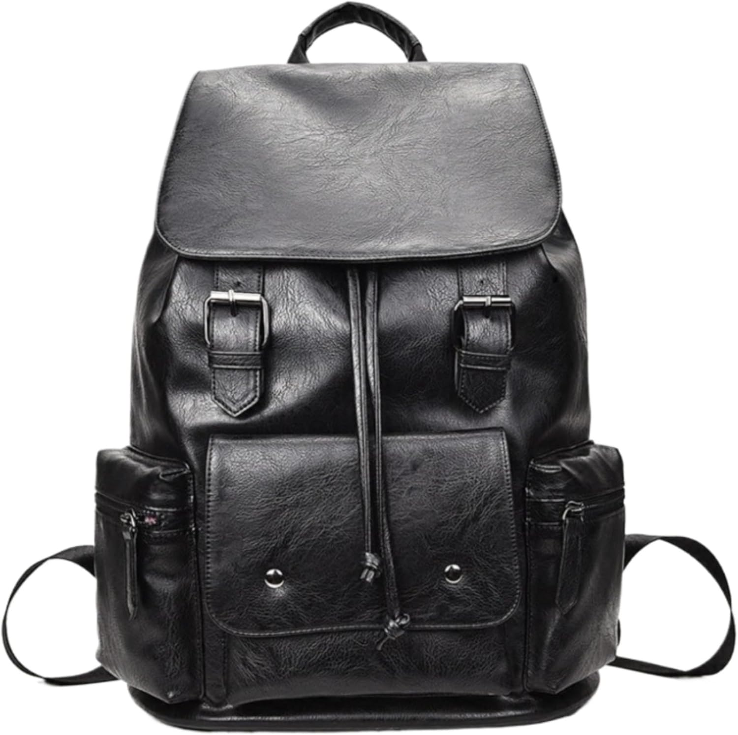 CYLYWJD Unisex PU Leather Laptop Bag Work Business Bag Hiking Backpack Leisure Day Bag University Schoolbag